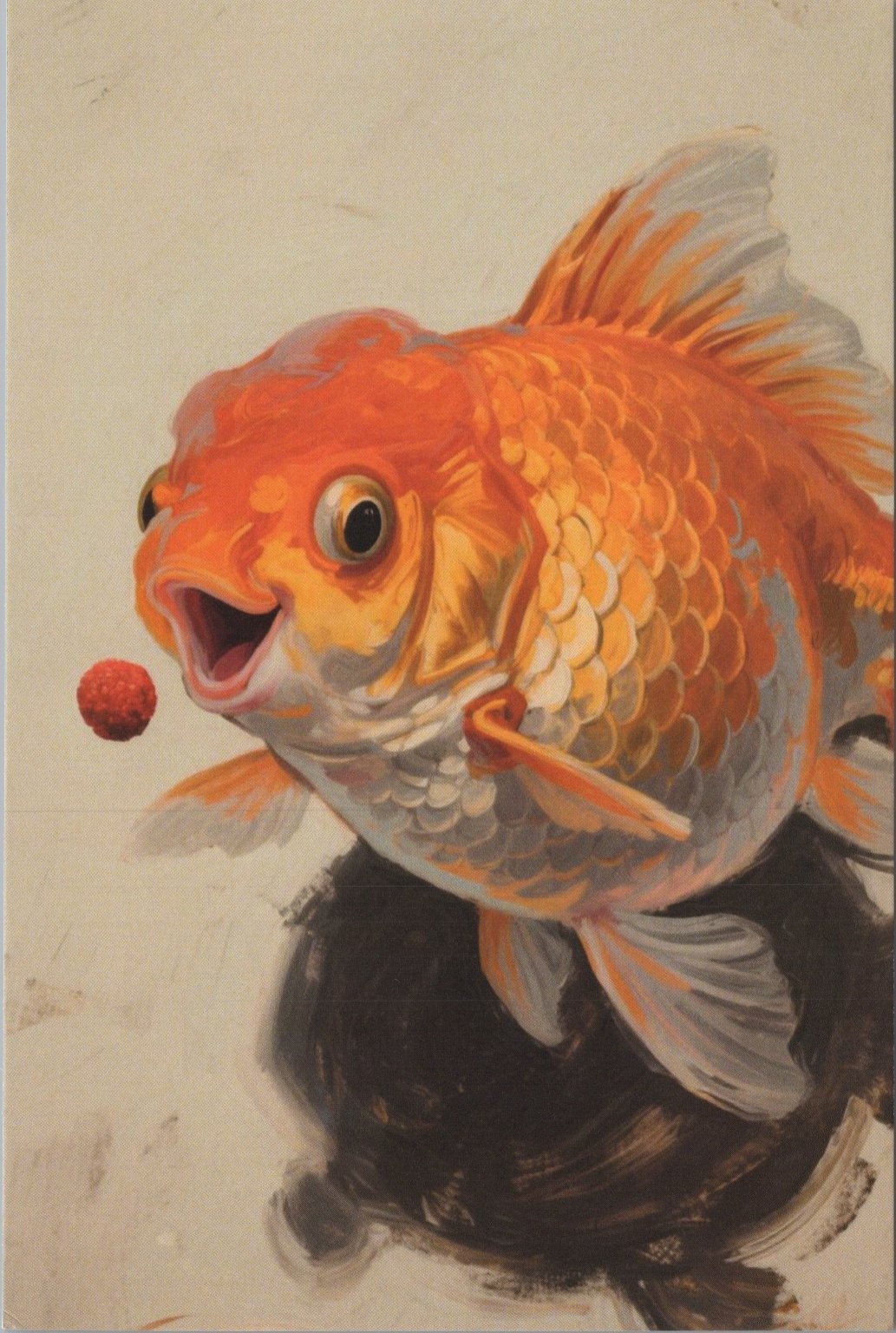 Colorful Goldfish Illustration 4×6 Printed Lithograph Postcard