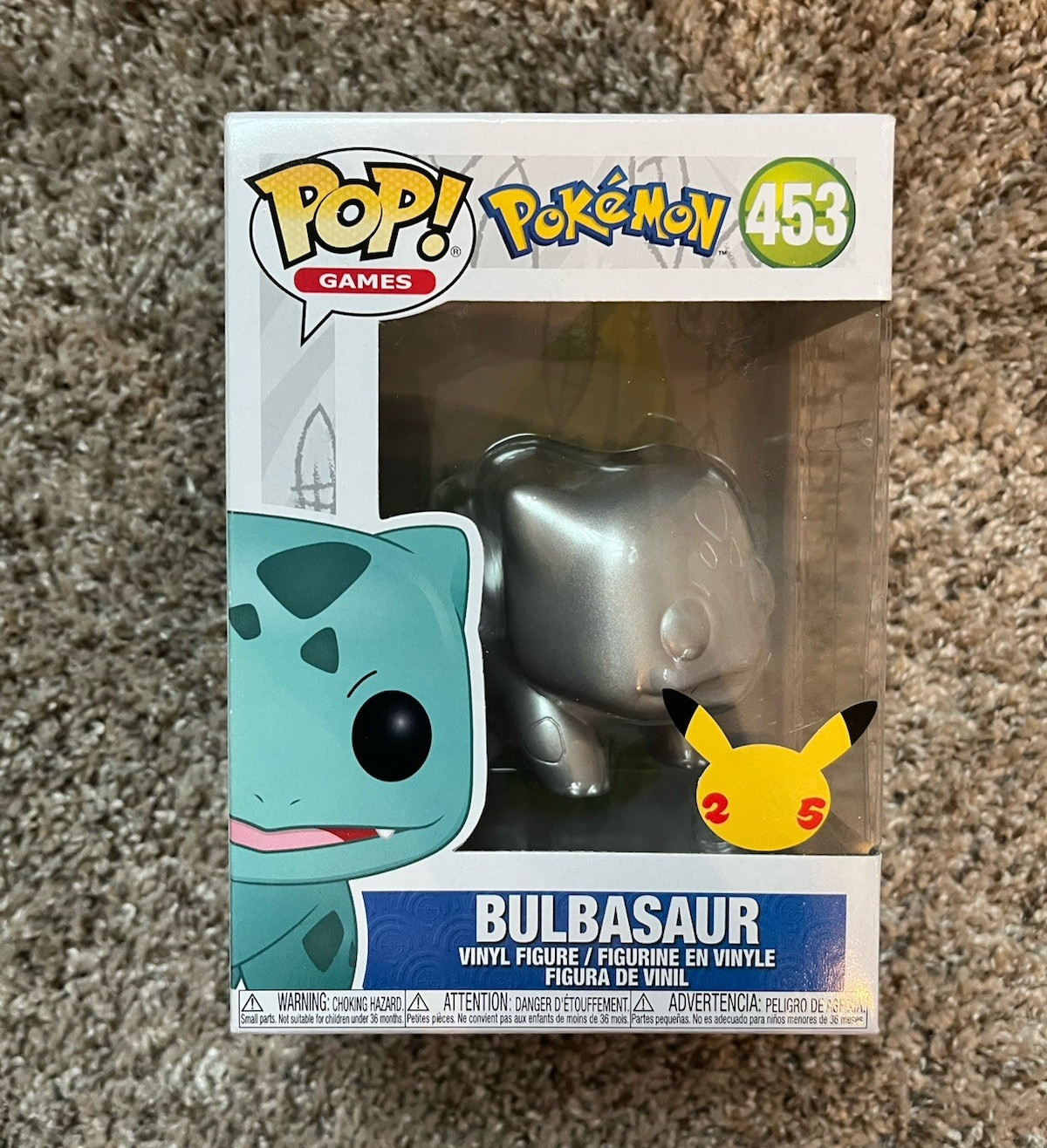 Funko Pop! Games Pokémon Bulbasaur Metallic Silver Pop! Vinyl Figure #453 25 yr