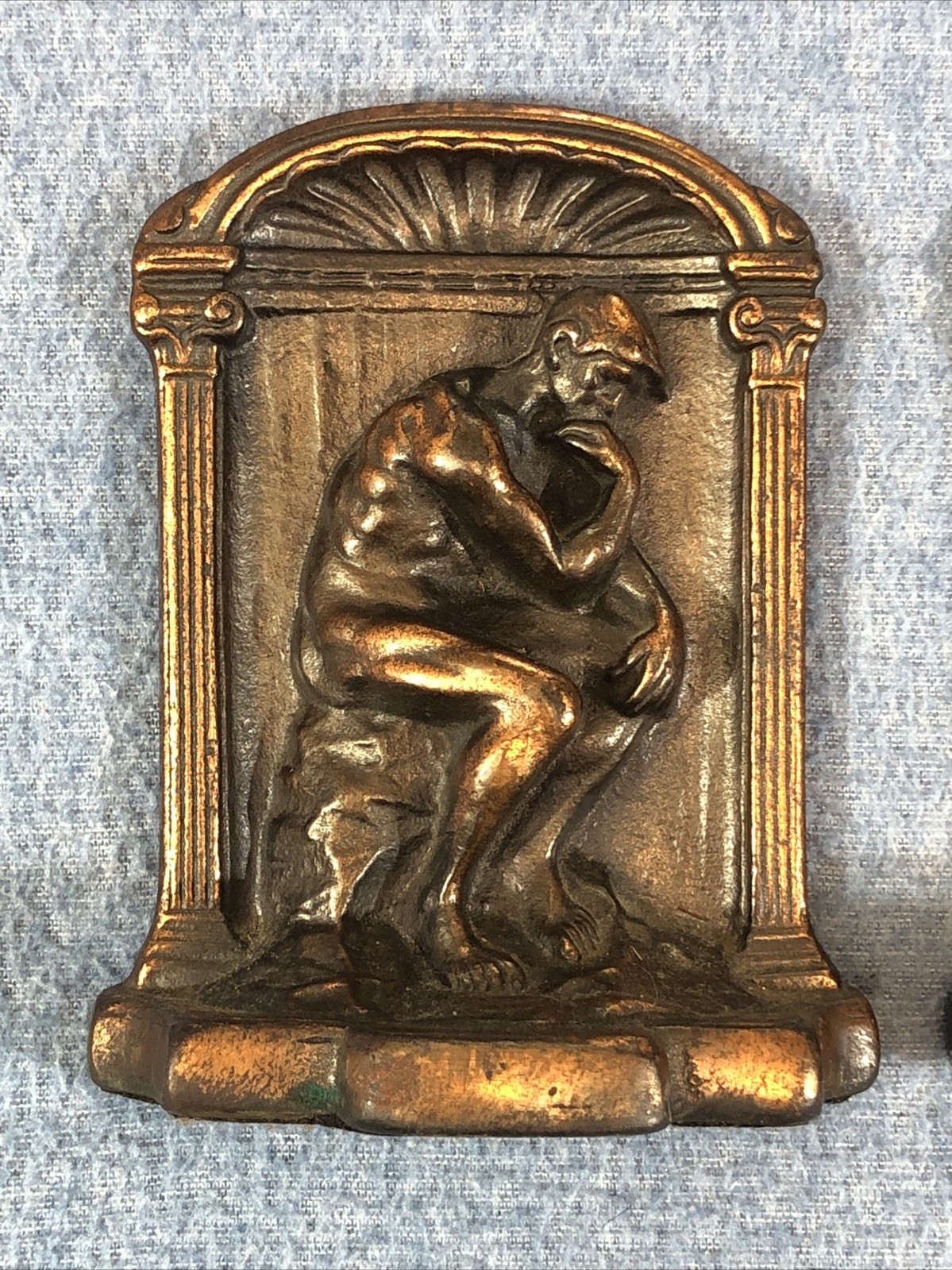 HEAVY ~ 5.76 LBS.~ STAMPED SOLID BRONZE Bookends of Rodin’s “The Thinker”