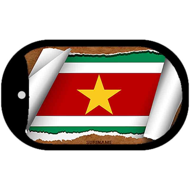 Suriname Flag Scroll Metal Novelty Dog Tag Necklace 2″ x 1″