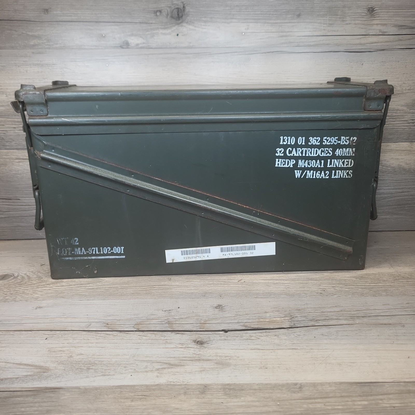 Military Surplus 32 Cartridges 40MM Large Empty Ammo Can Box Only Army Green