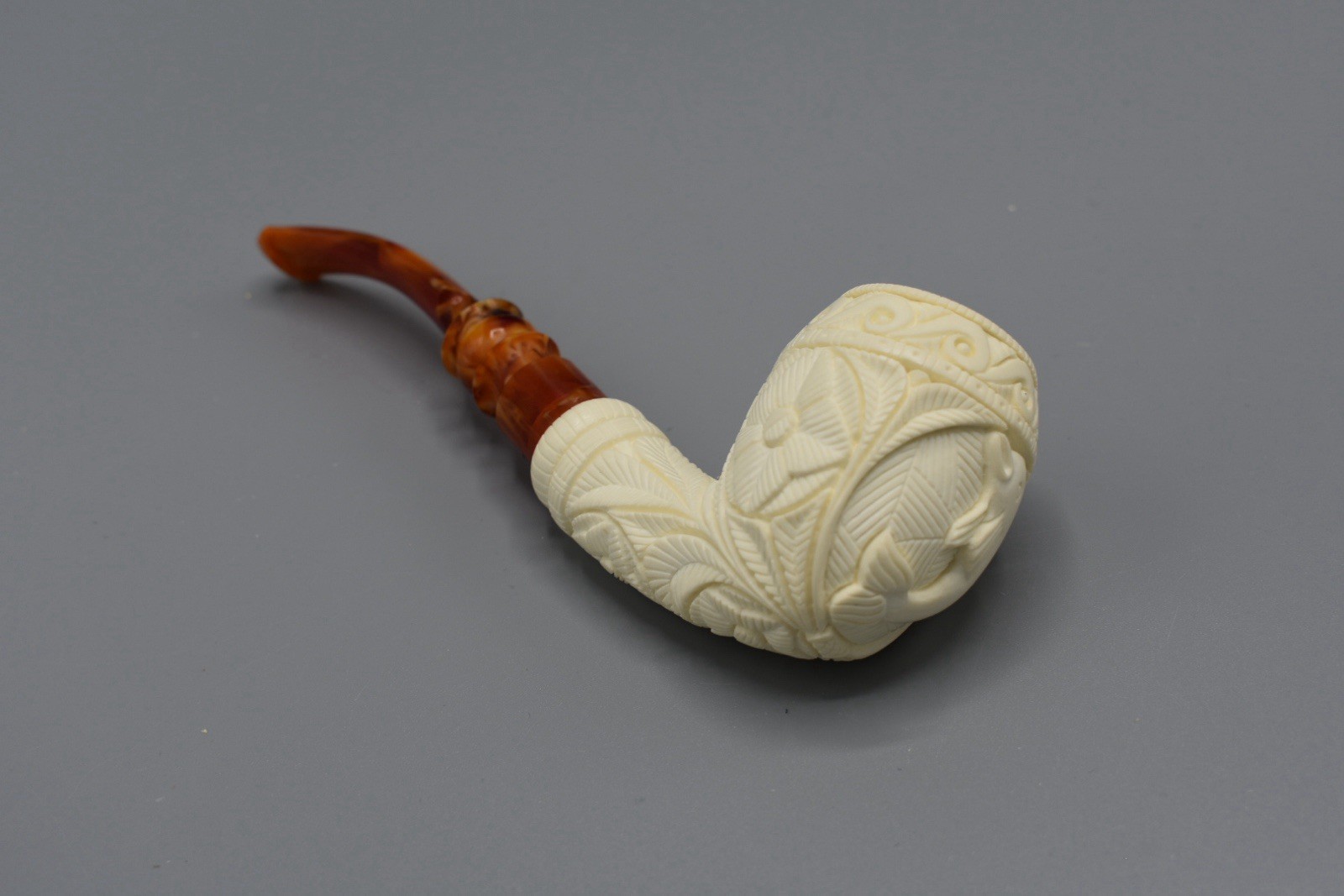 Dolphin Embossed Ornate Bent Pipe By EGE block Meerschaum New Case#227