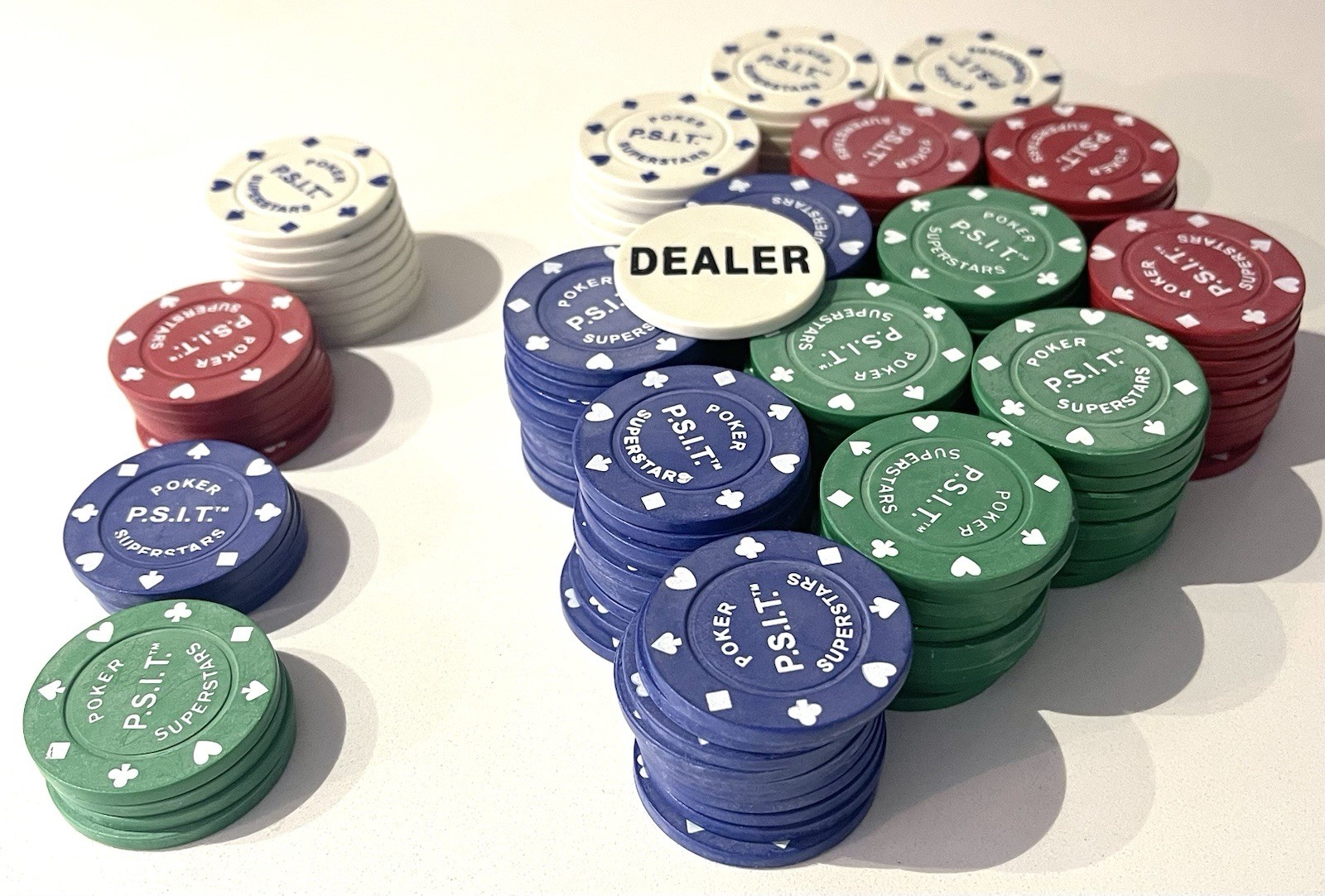 163 Poker Superstars Invitational Tournament PSIT Poker Chips Red White Blue Grn