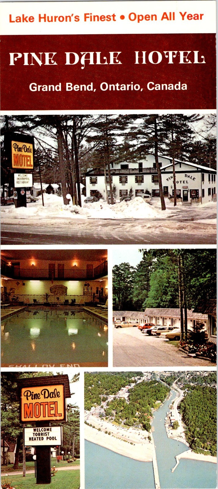 Grand Bend, Ontario Canada PINE DALE HOTEL Indoor Pool 4X9 Roadside Postcard