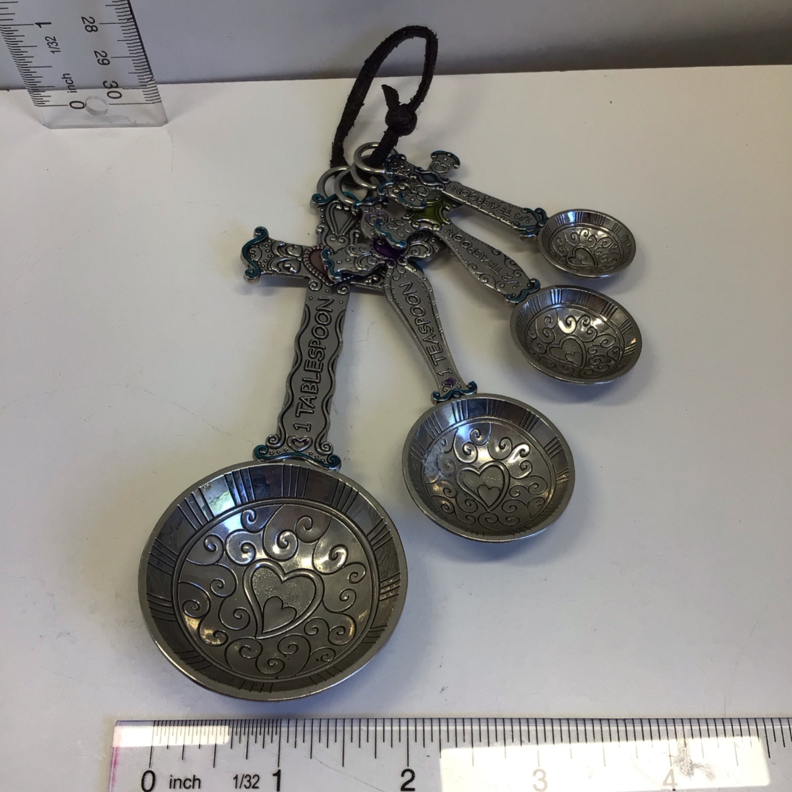 Decorative Cross Shaped Silver Metal Measuring Spoons Set, 4 Piece