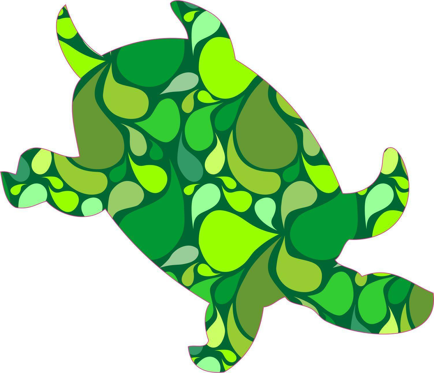5in x 4.25in Green Paisley Sea Turtle Stickers Tortoise –