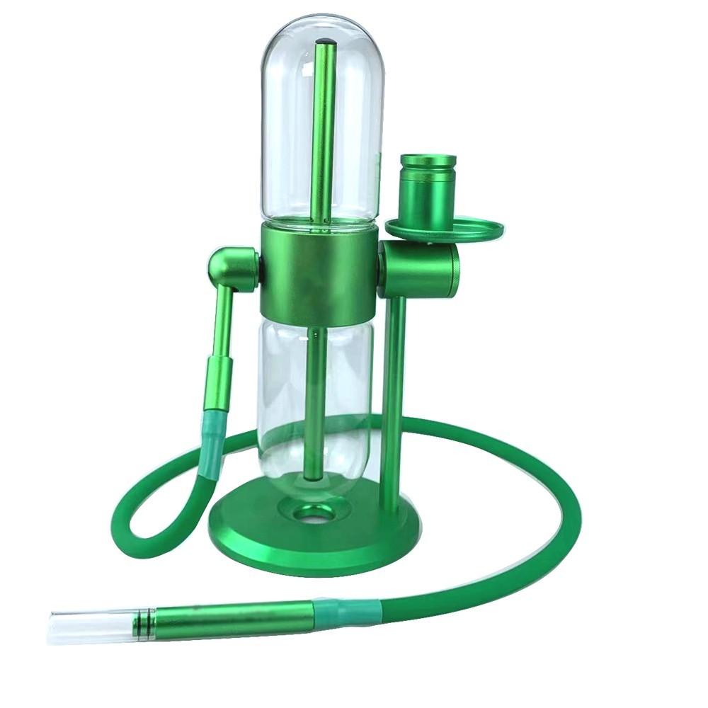 Premium Aluminum & Glass 360 Degree Gravity Hookah – Unbranded Green