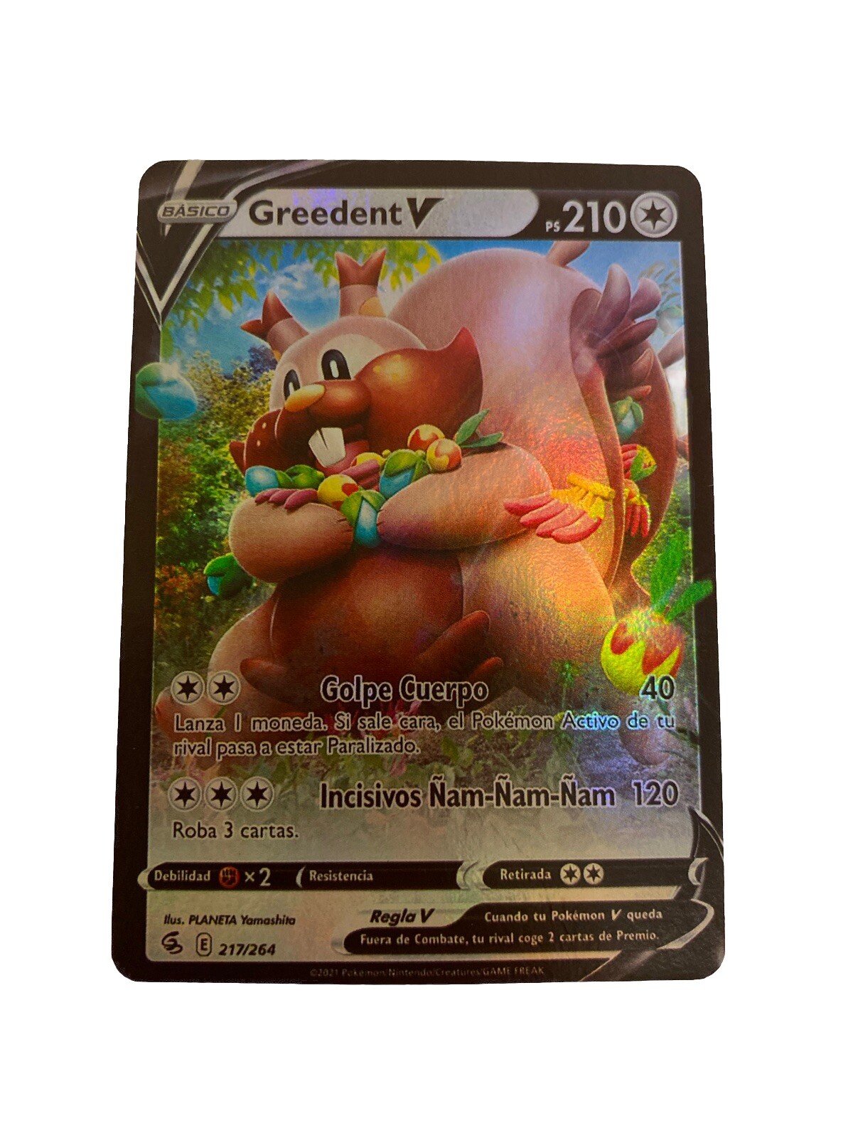Pokémon TCG Fusion Strike Greedent V Golpe Cuerpo 217/264 NM/LP