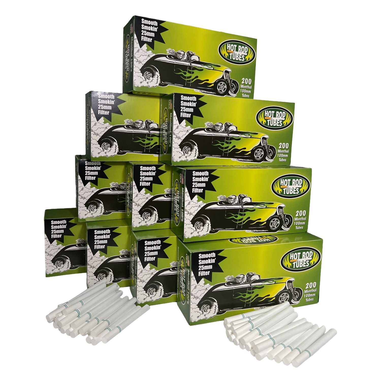 Hotrod Cigarette Tubes Menthol 100 mm Size Cigarette Filter Tubes 10×200-2000 CT