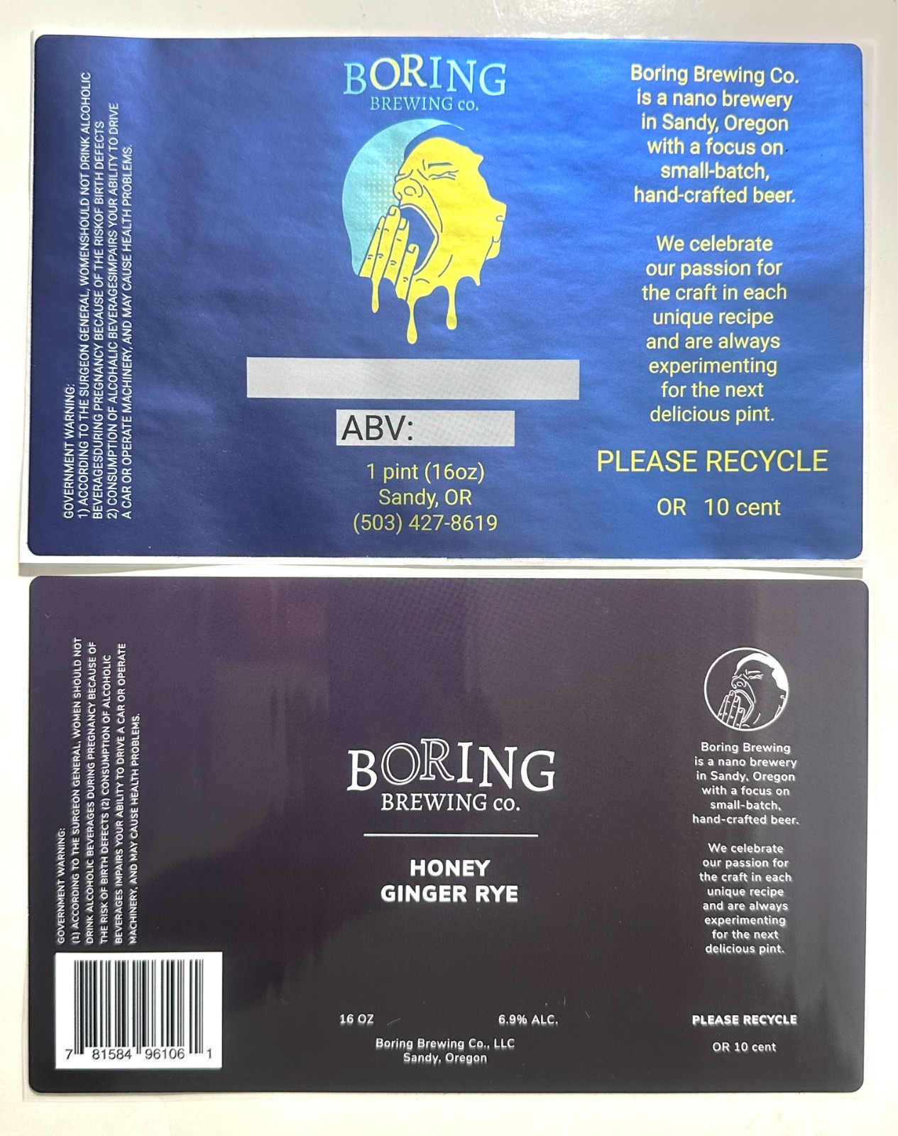 (5) BORING (OR) Microbrew Craft Beer Label sticker lot
