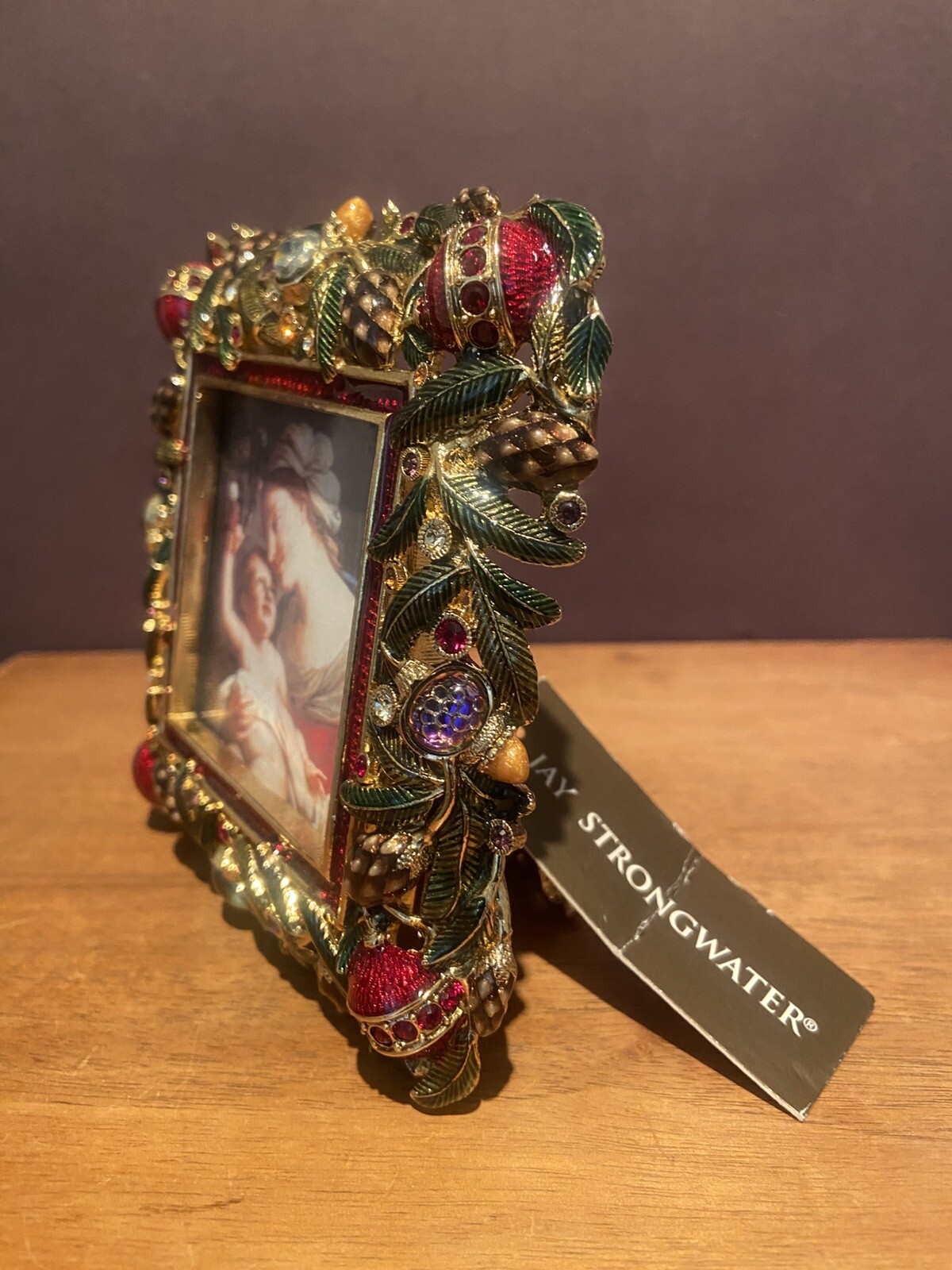 JAY STRONGWATER FRAME “CHRISTABELLE” CHRISTMAS-ORNAMENTS TREE HOLLY BEJEWELED