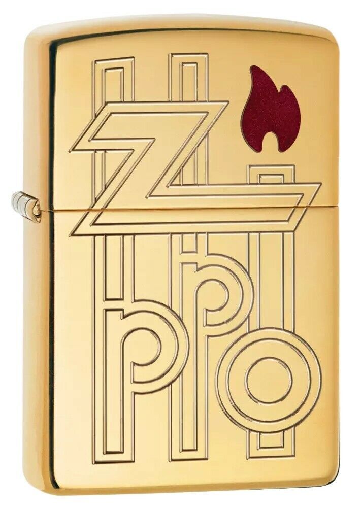 Zippo Armor Polished Brass Lighter, Abstract Zippo Logo Design, 78391 New In Box