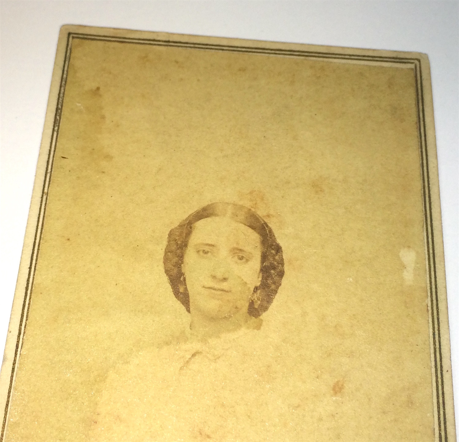 Antique American Civil War Era Victorian Fashion Lady, Braided Hair CDV Photo!
