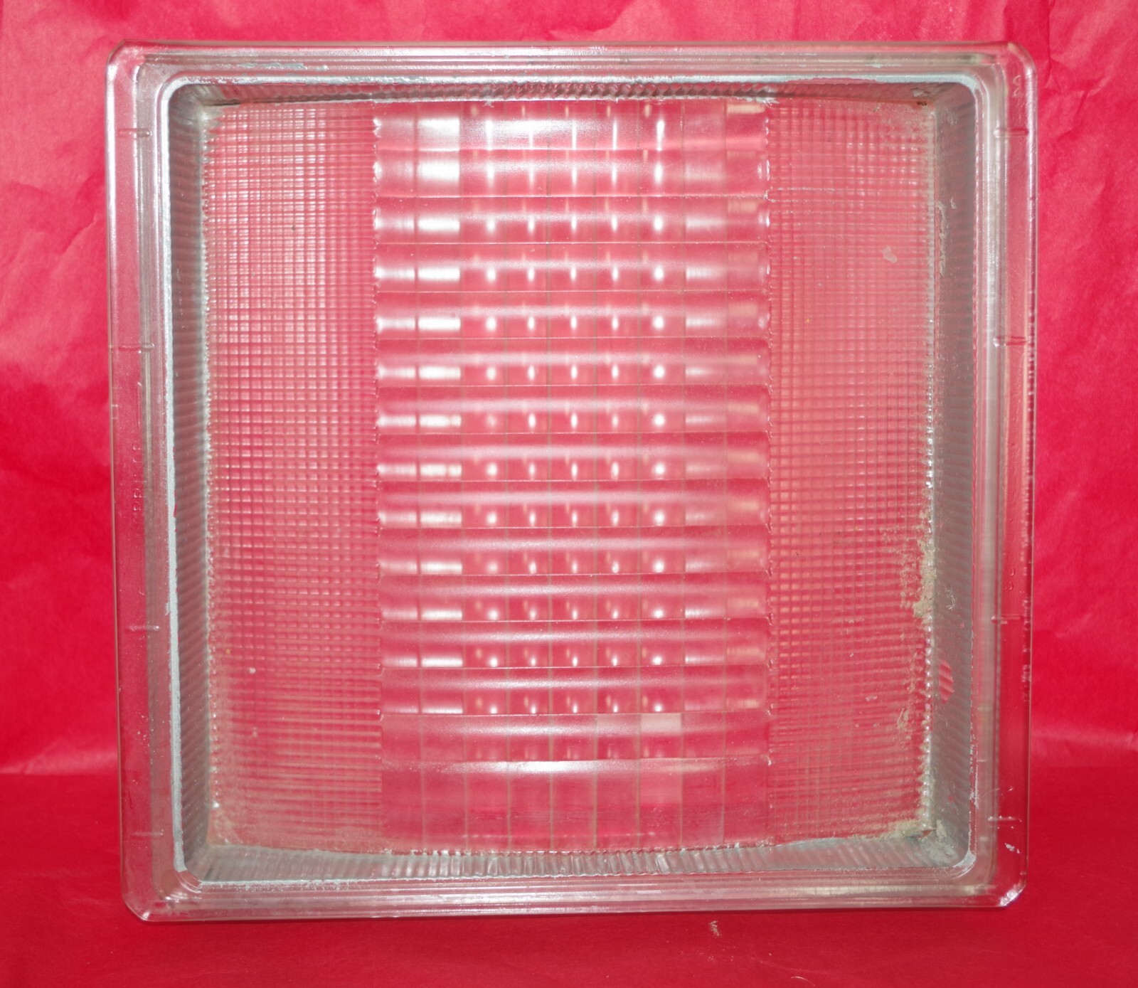 Vintage Holophane #823 Corridor Ceiling Mount Metal Frame & Heavy Glass Shade
