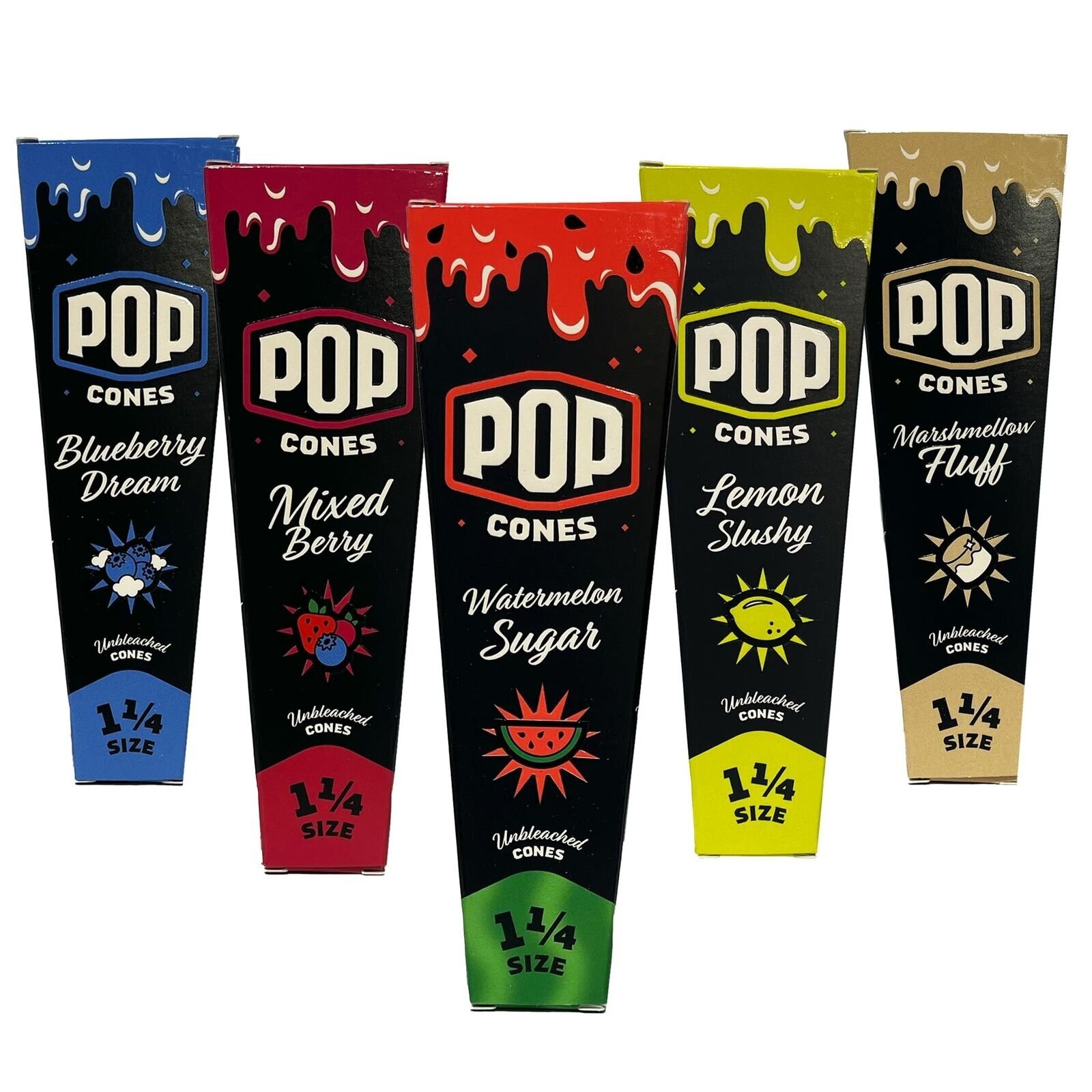 Pop Cones – Variety Pack 2.0-1 1/4 Size, Unbleached – 5 Packs