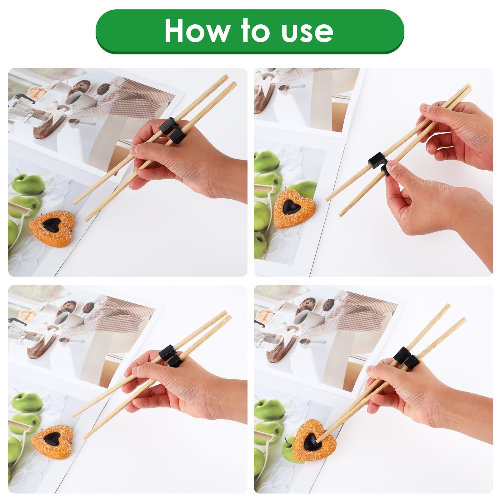 6 Pairs Reusable Chopsticks Helper,Chopsticks 1.18× 0.74 inches, Multicolor
