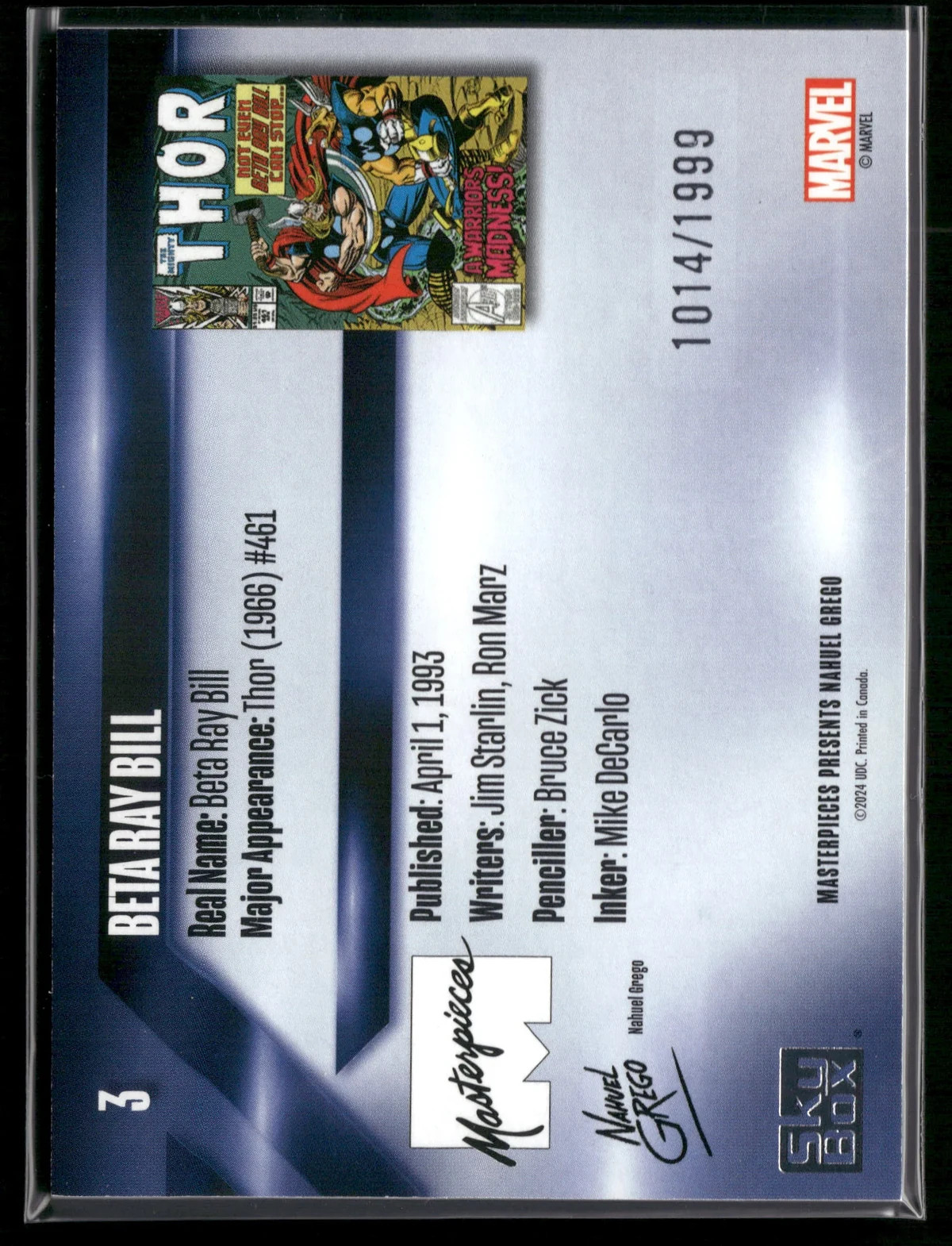 2024 Upper Deck Marvel Masterpieces Beta Ray Bill #3 Serial Numbered NM