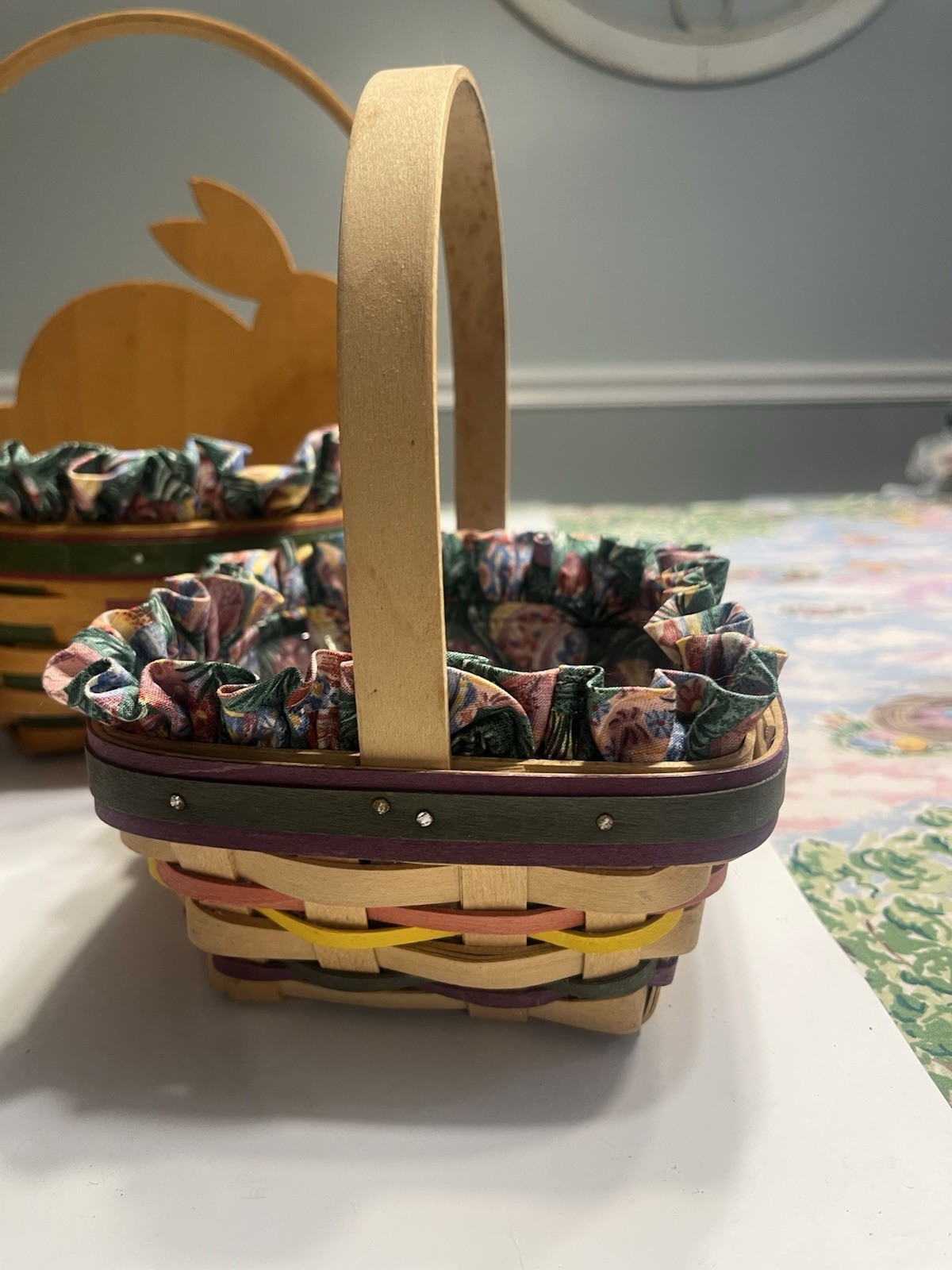 11pc Vtg Longaberger Easter Multi Color Woven Basket Combos 1997, 98 & 99