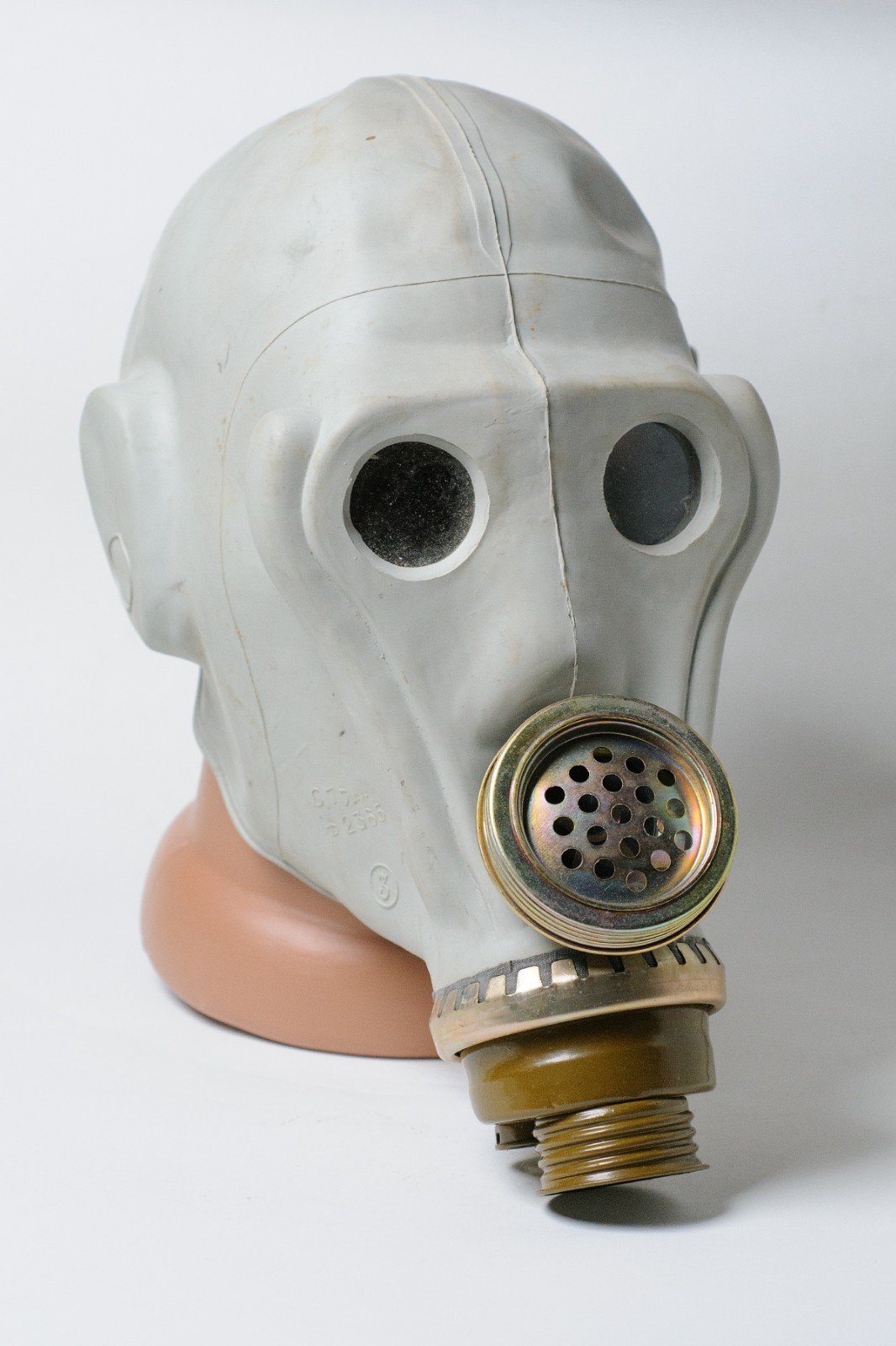 Rubber mask gray color from a warehouse of the Soviet period
