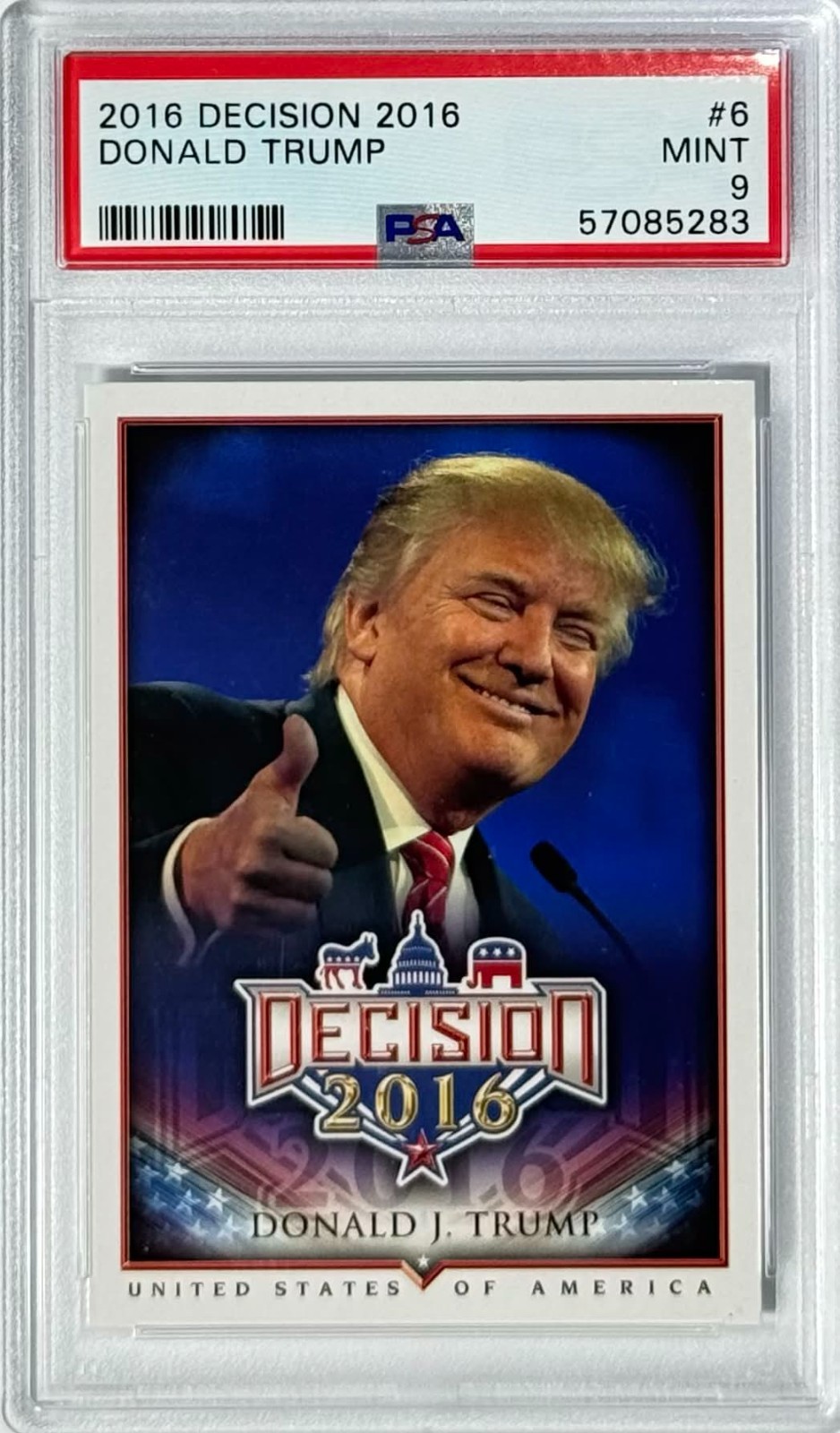 Donald Trump 2016 Decision 2016 #6 PSA 9 (MINT) Entertainment Card