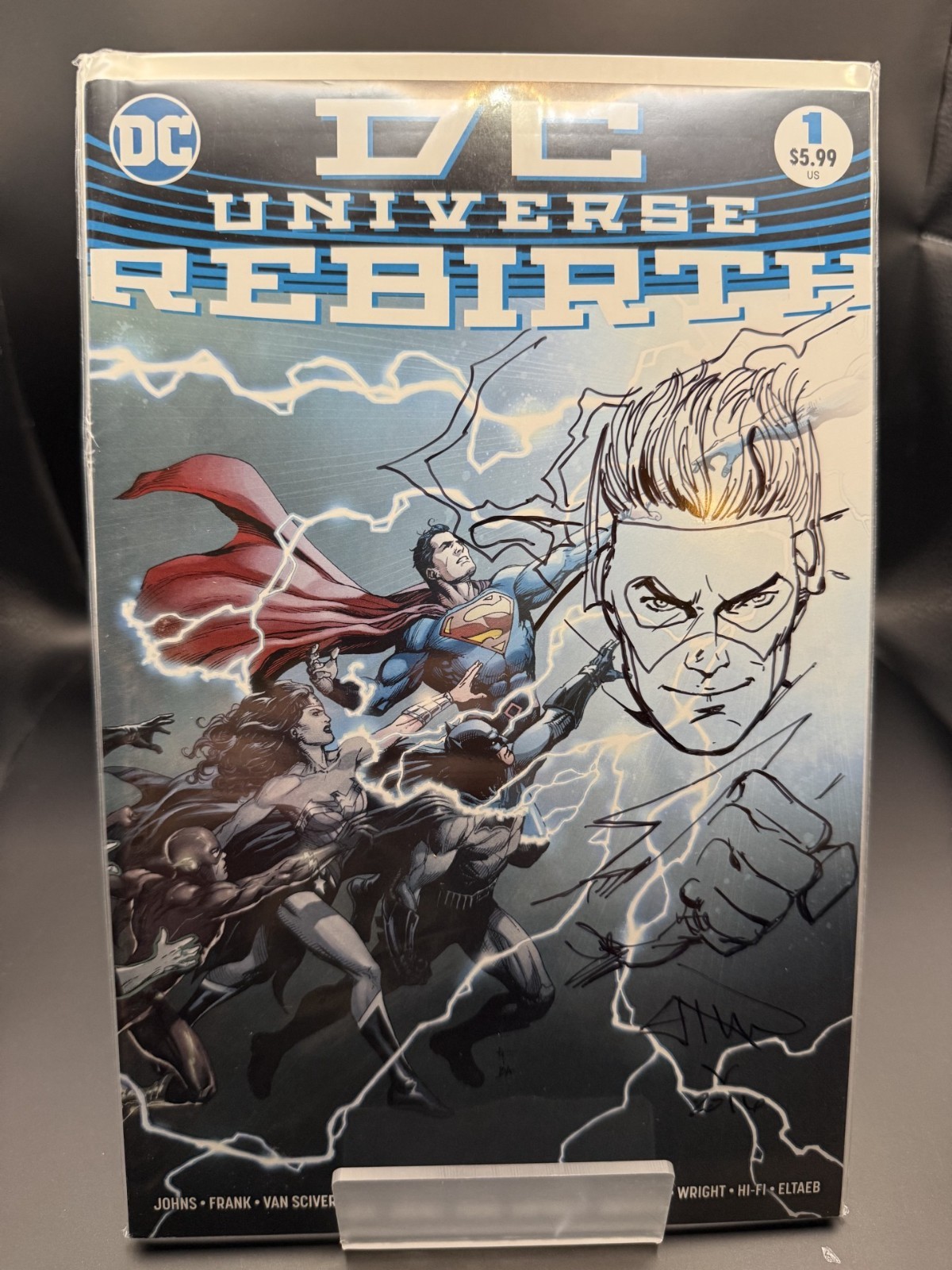 DC Universe Rebirth #1 signed and Flash sketch by Ethan Van Sciver