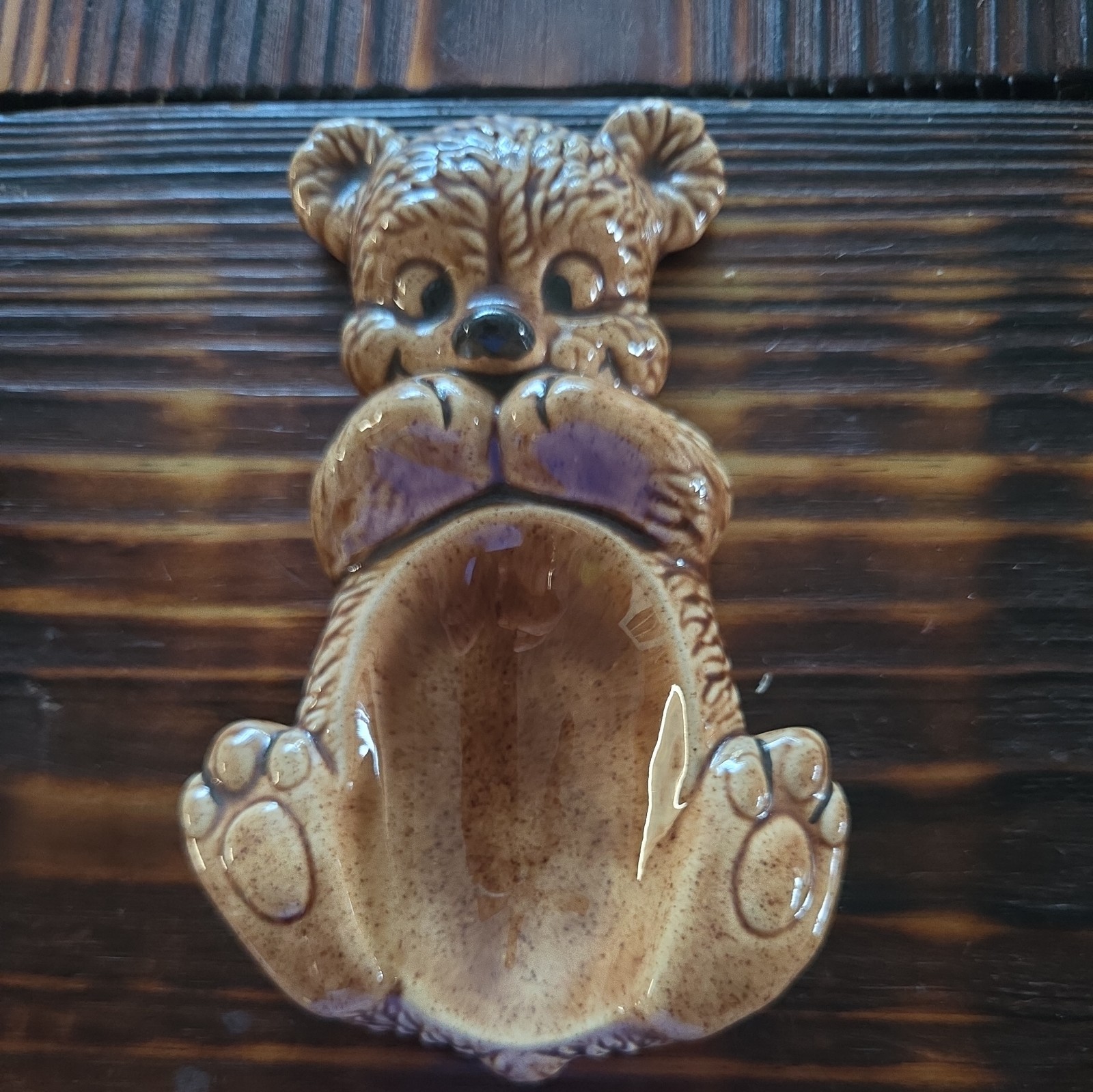 7″x4.5″ Vintage Teddy Bear Ceramic Pottery Spoon Rest
