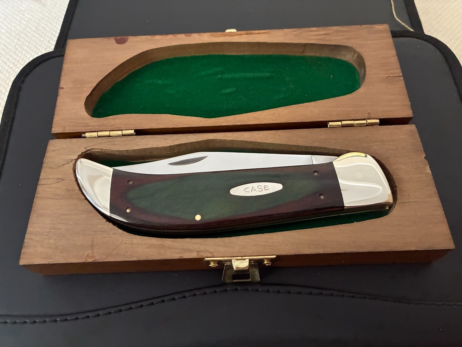 VINTAGE CASE BUFFALO FOLDER WOOD HANDLES w/WOOD BOX