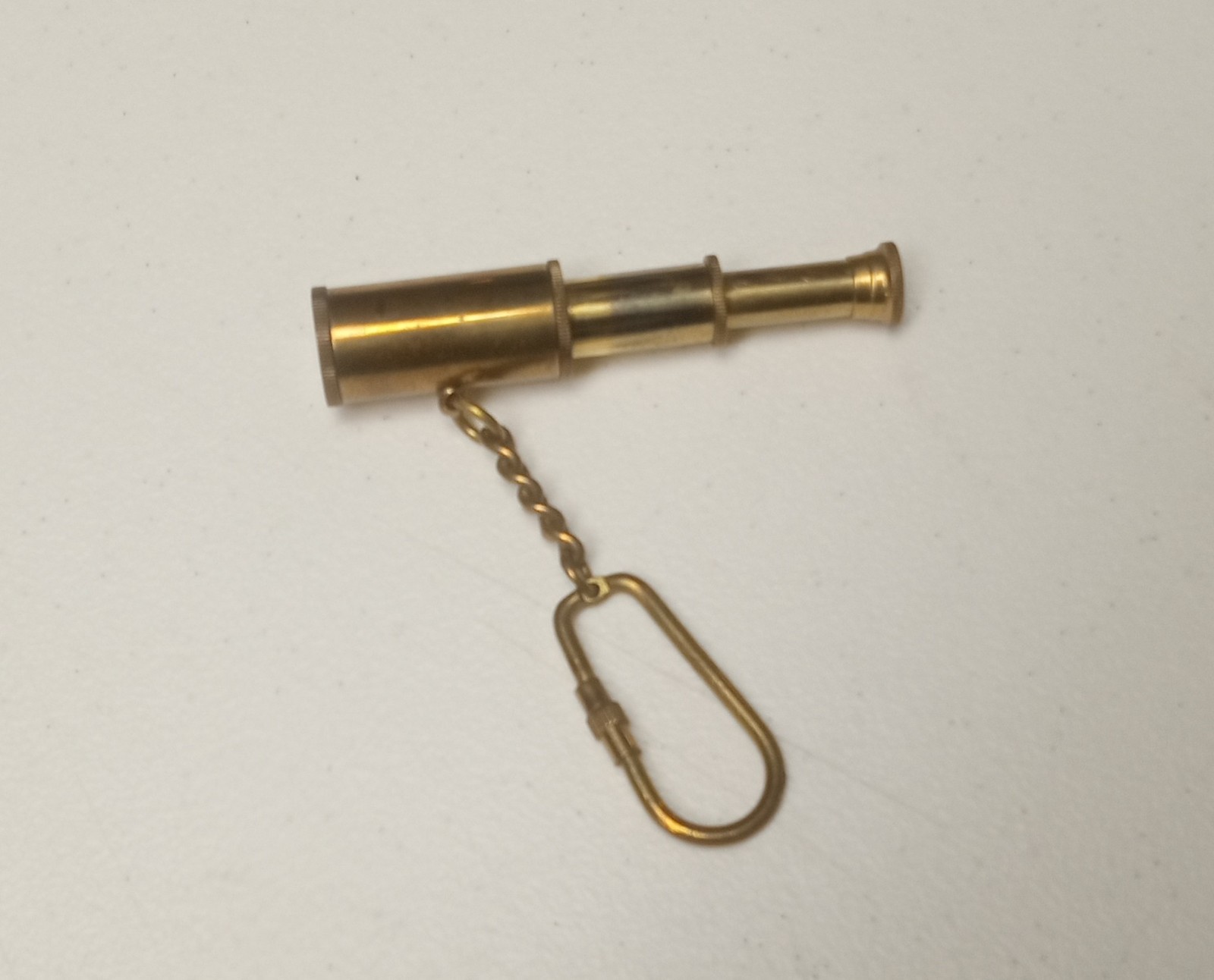 Brass Miniature Telescope Keychain Gold Detachable Keyring Modern (1970-Now)