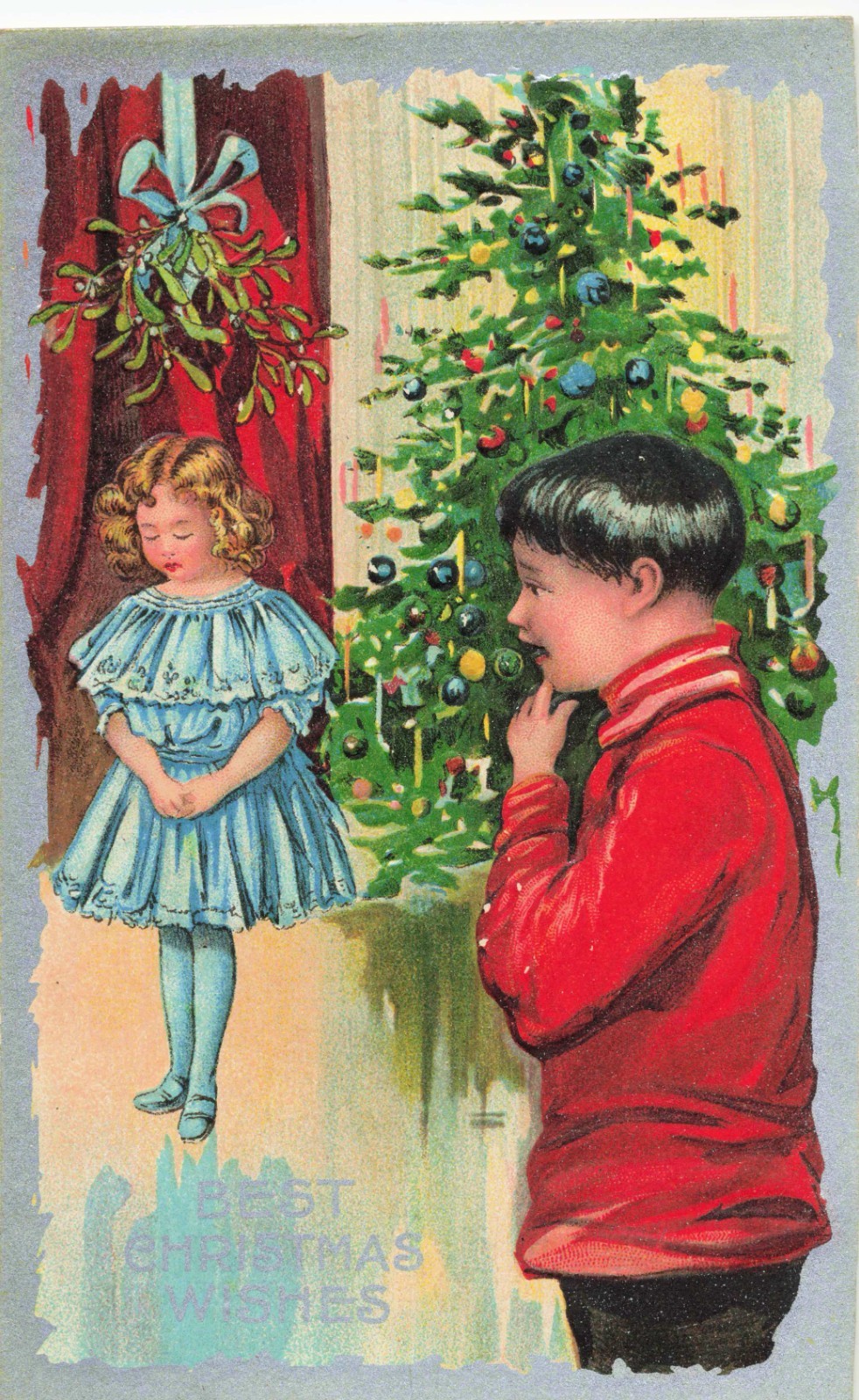 Antique Christmas Postcard Embossed Divided Back (28c)