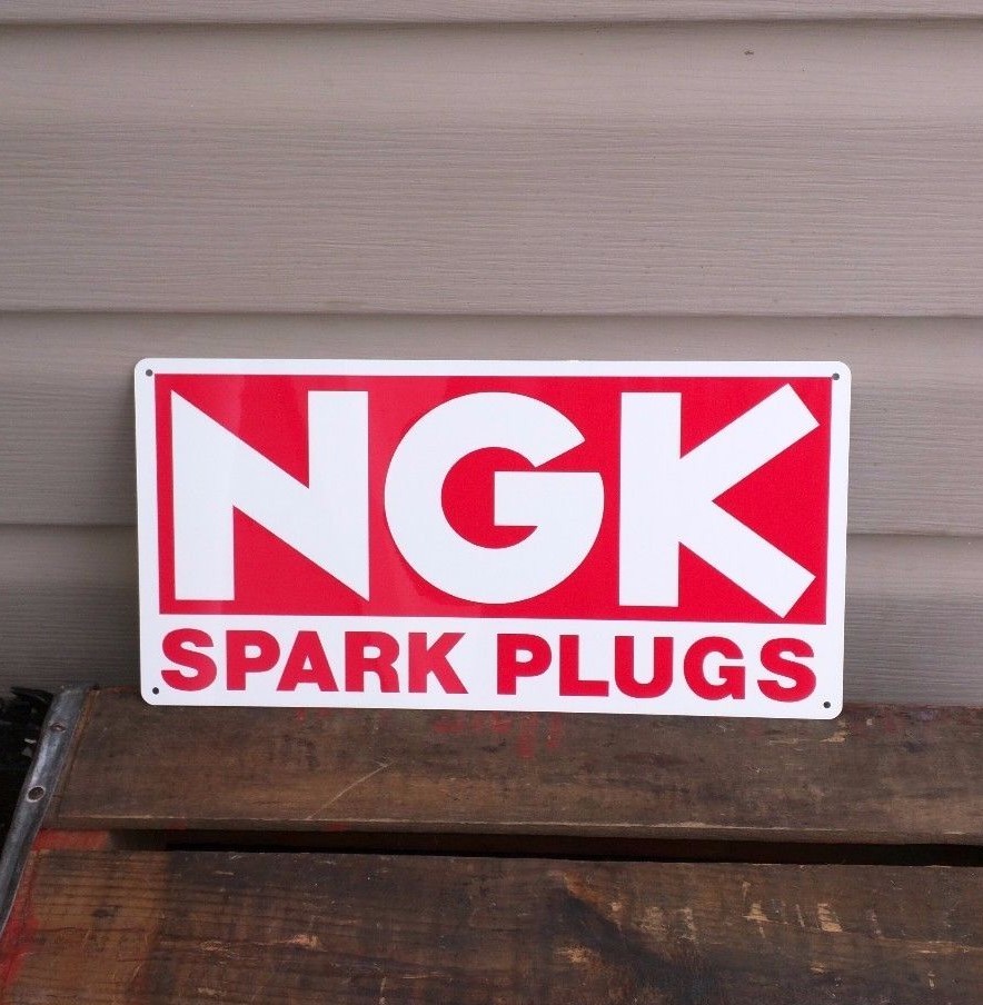 NGK Spark Plug Metal Sign Gas Gasoline gas oil Garage Mechanic Shop 6×12 50117