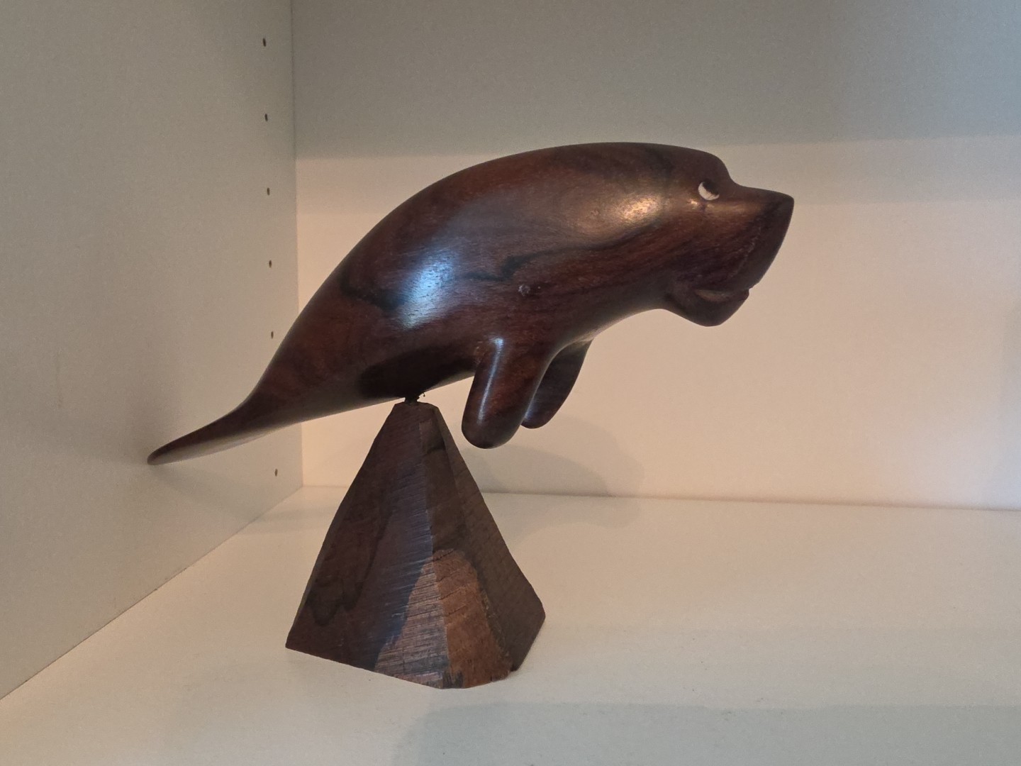 Vtg Hand Carved Ironwood Seal Signed Wooden Belize Marine Mammal Pinniped Gift