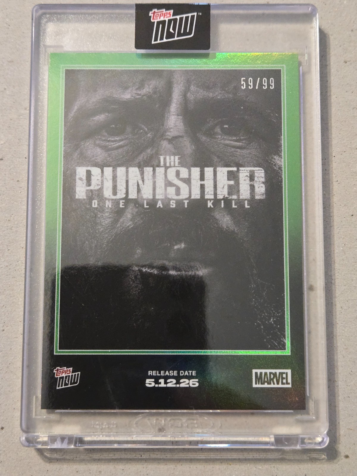 2026 Marvel Topps NOW The Punisher: One Last Kill GREEN FOIL REFRACTOR #/99