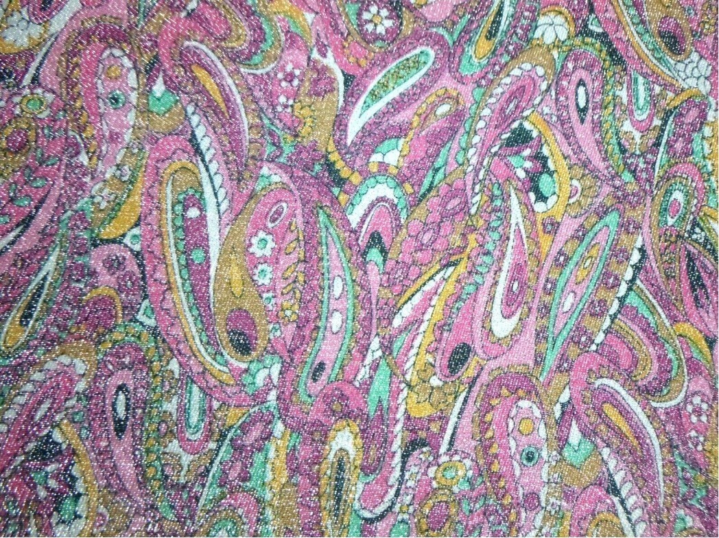 Vintage 60’s Psychedelic Pink & Silver Metallic Paisley Fabric – Groovy Hippie