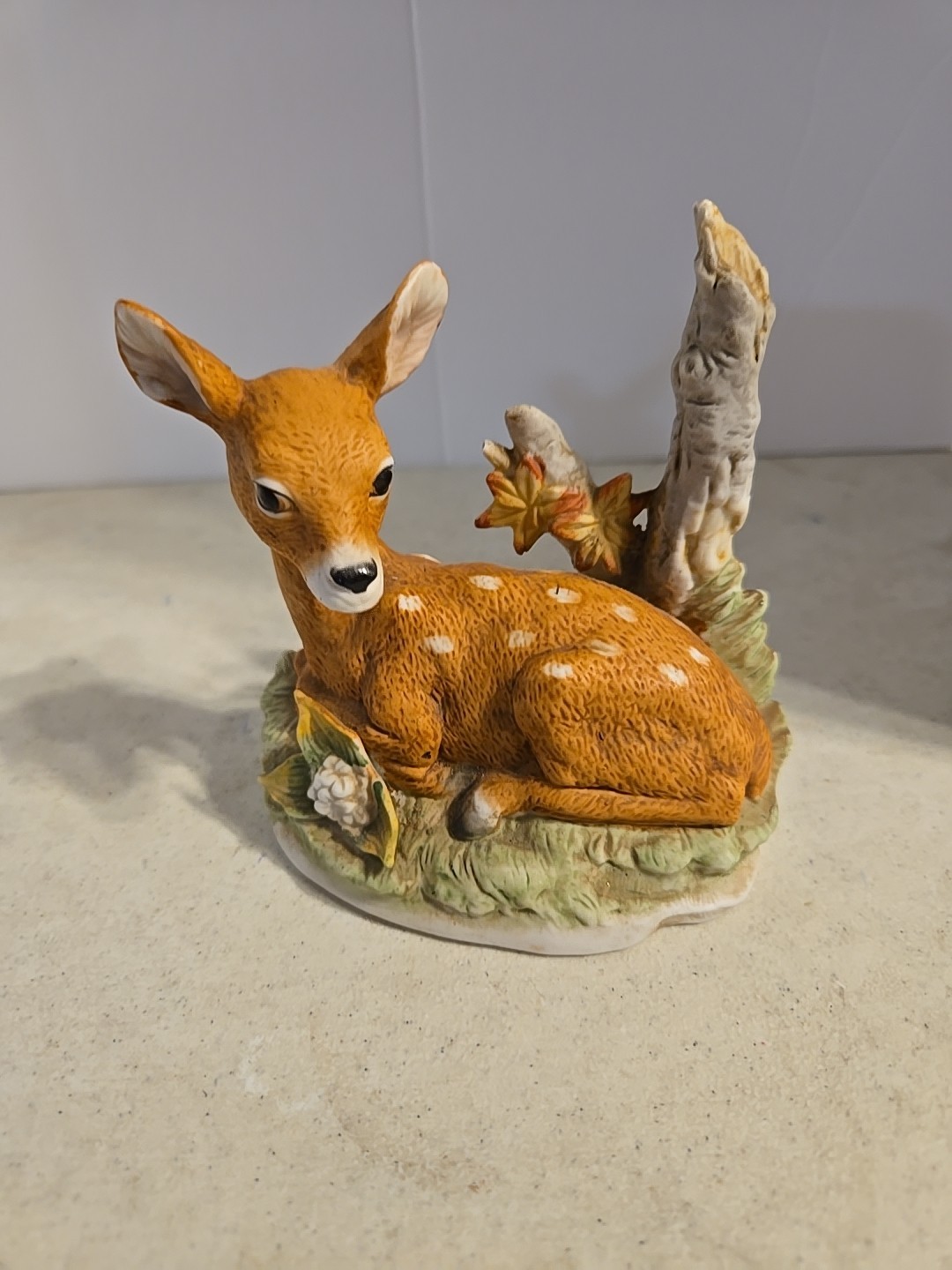 Vintage HOMCO Bisque Porcelain Fawn Baby Deer Figurine 4” Tall ~ #8879