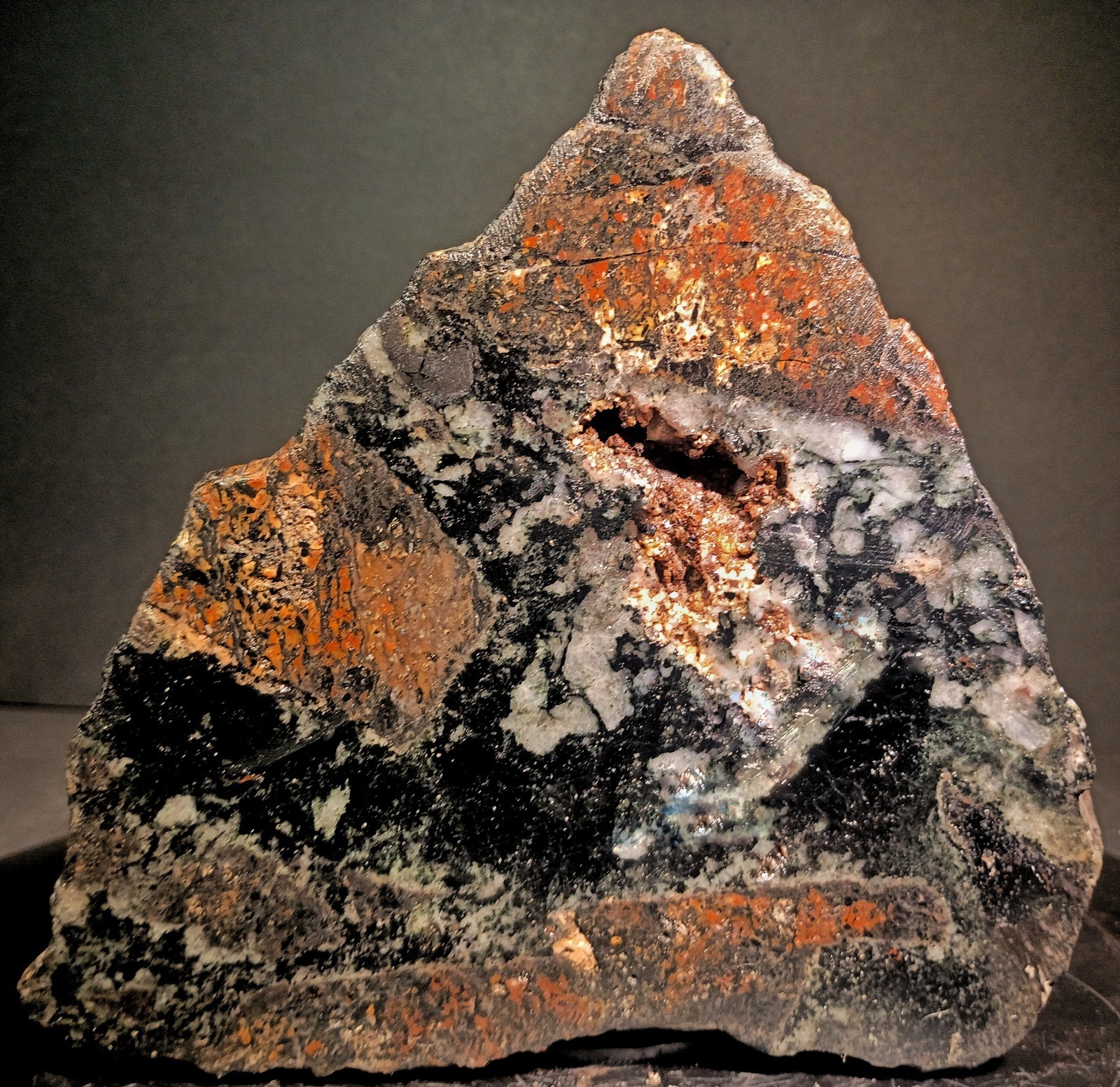 6.25″ Iron Mountain MO Magnetite Polished Slab Calcite Crystal Vugs 3lb