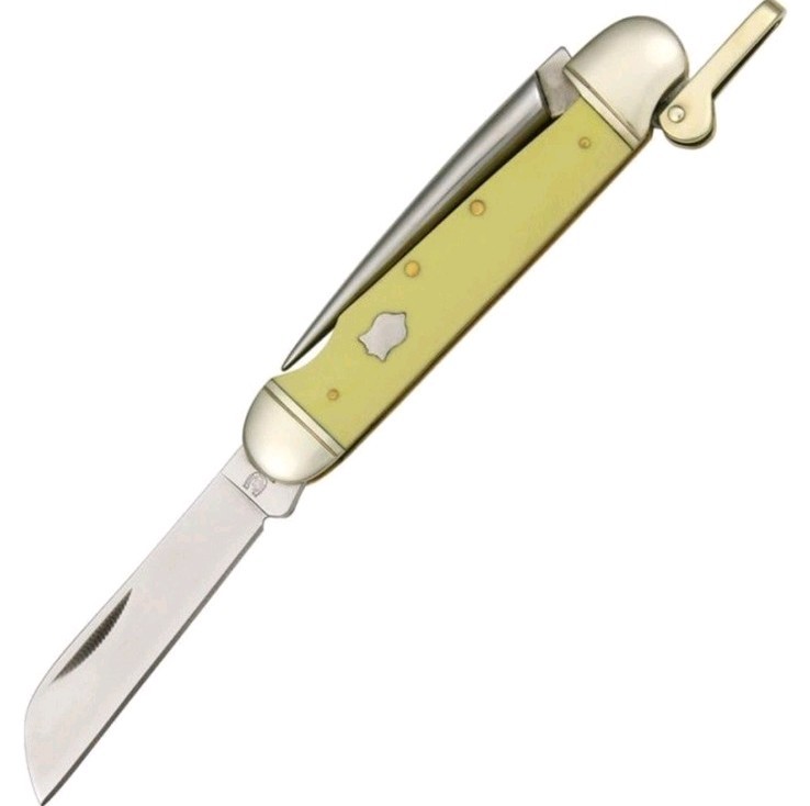 Rough Rider Yellow Smooth Handles Marlin Spike Pocket Knife RR897