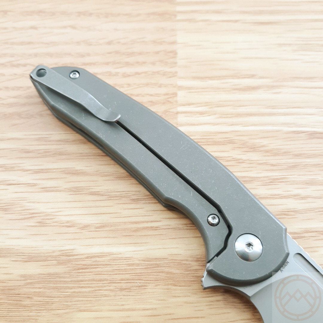Ferrum Forge Knife Folding Knife 3″ Nitro V Steel Blade Gray Titanium Handle