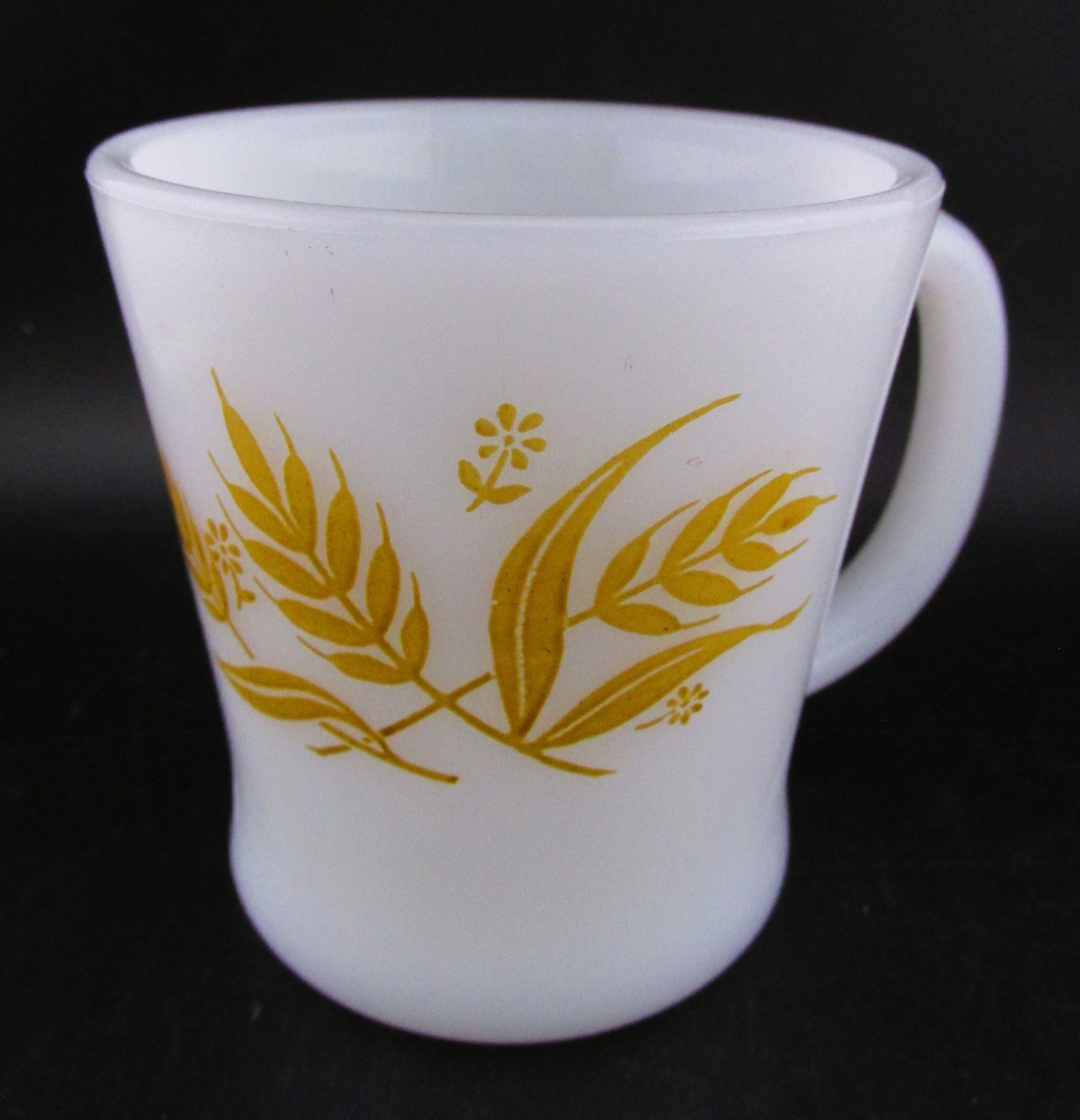 Vintage Sears Milk Glass Glasbake Coffee Mug Wheat Pattern J-2402