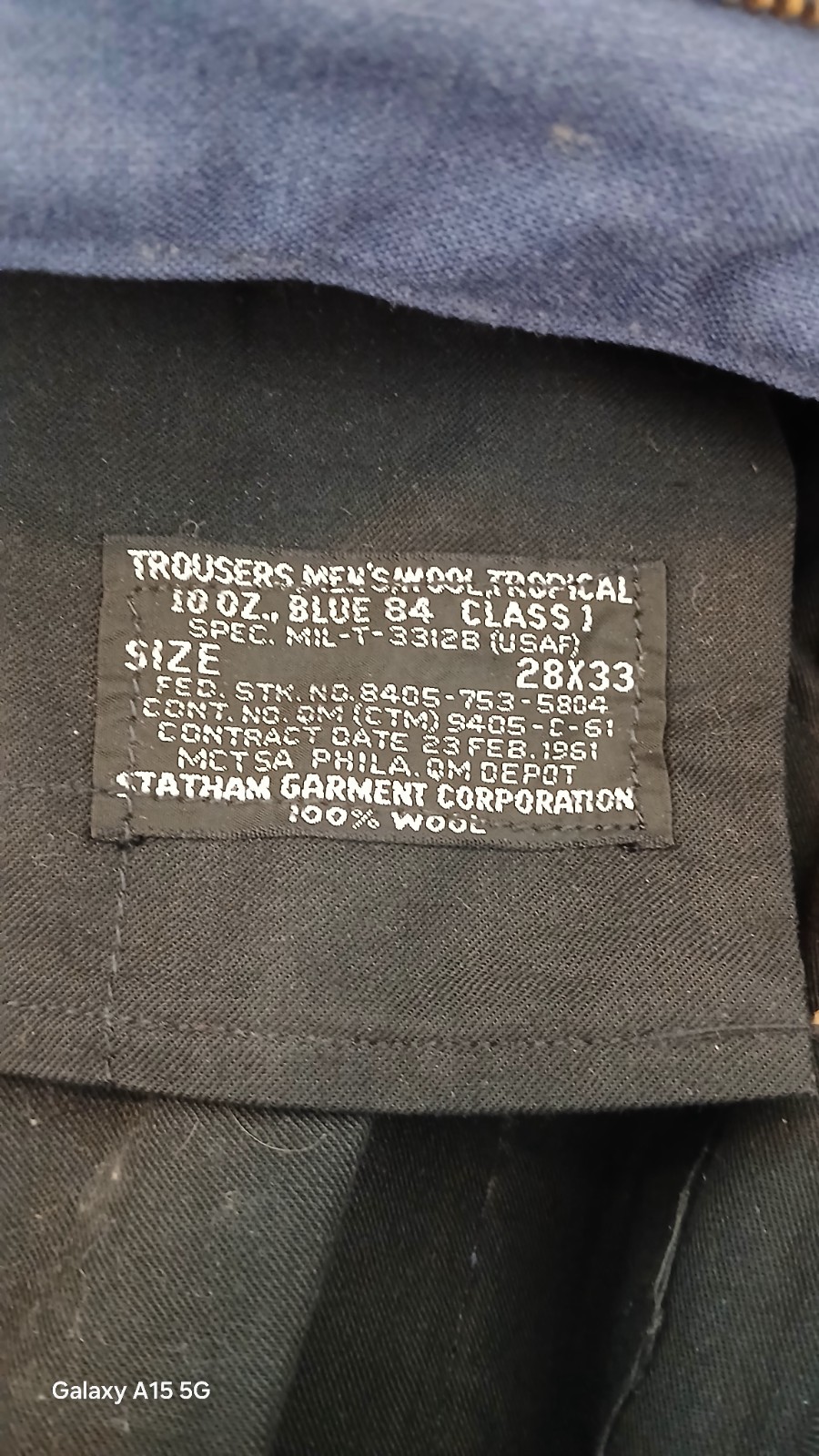 VTG USAF 60s Suit Jacket Sz 36L, Trousers 28×33 100% Wool W/ Good Conduct Medal