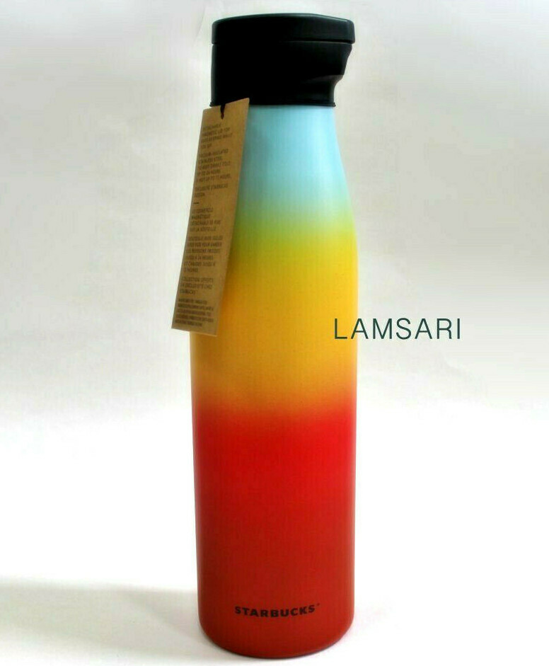 Starbucks Summer 2019 Stainless Steel Rainbow Pride Water Bottle 20 fl oz NWT