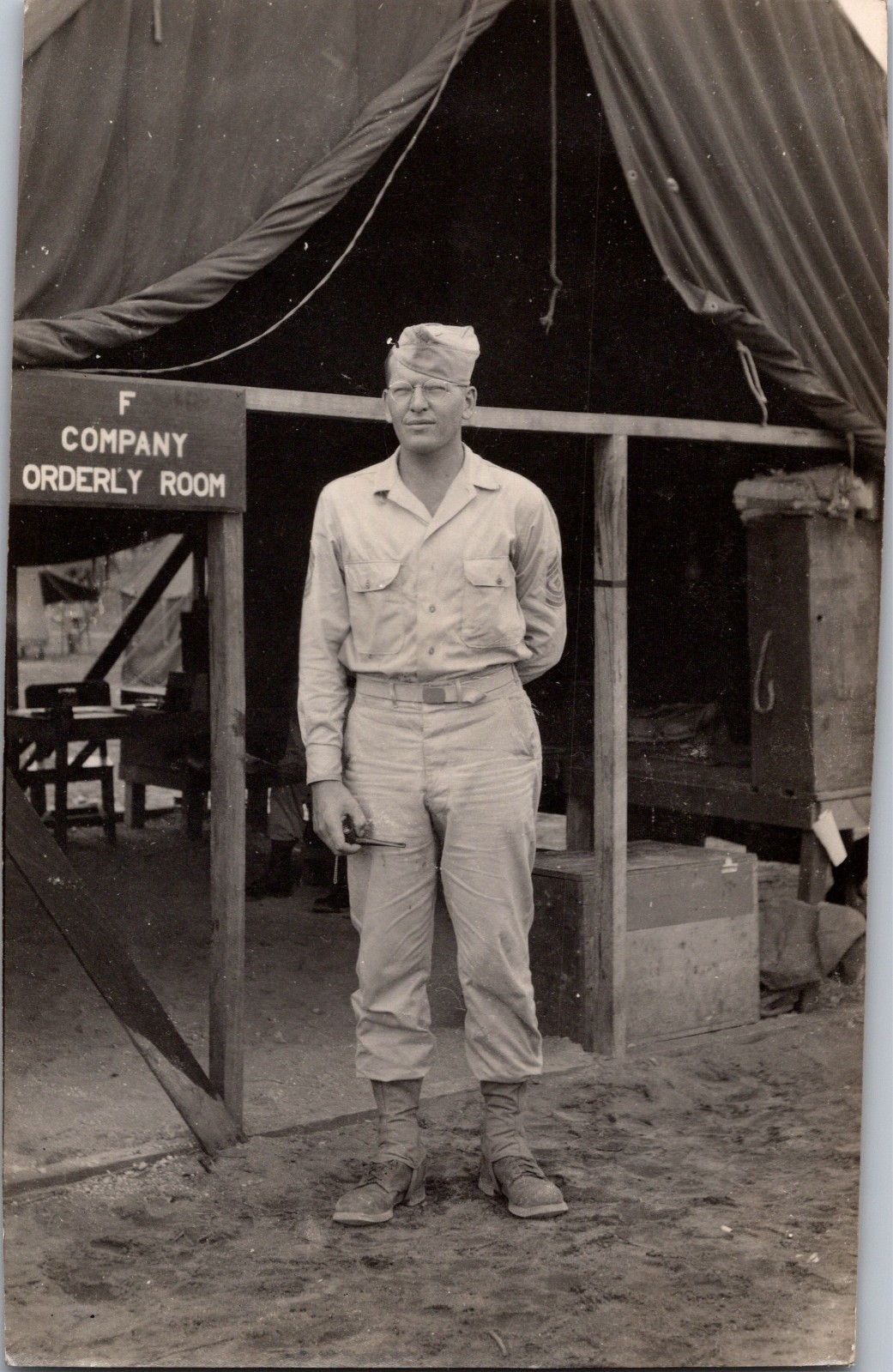 Vintage WWII Korean War First Sergeant Harry Gregoire F Company Snapshot Photo