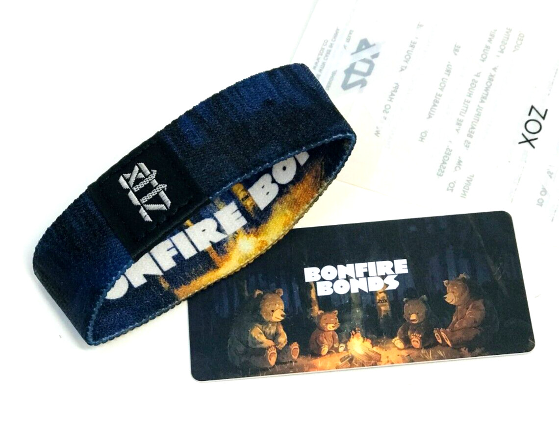 ZOX **BONFIRE BONDS** Silver Large Strap Wristband w/Card BEARS