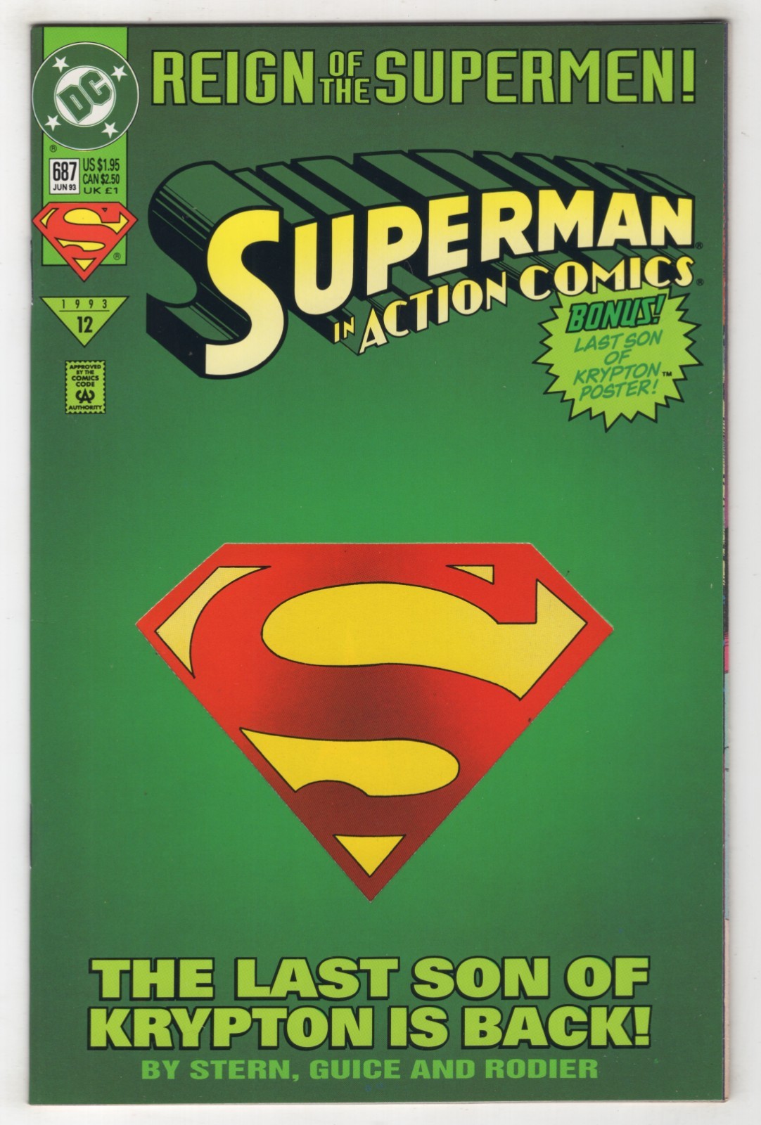 Action Comics #687 (Jun 1993, DC) Choose One [Die-Cut or Standard cover] Guice