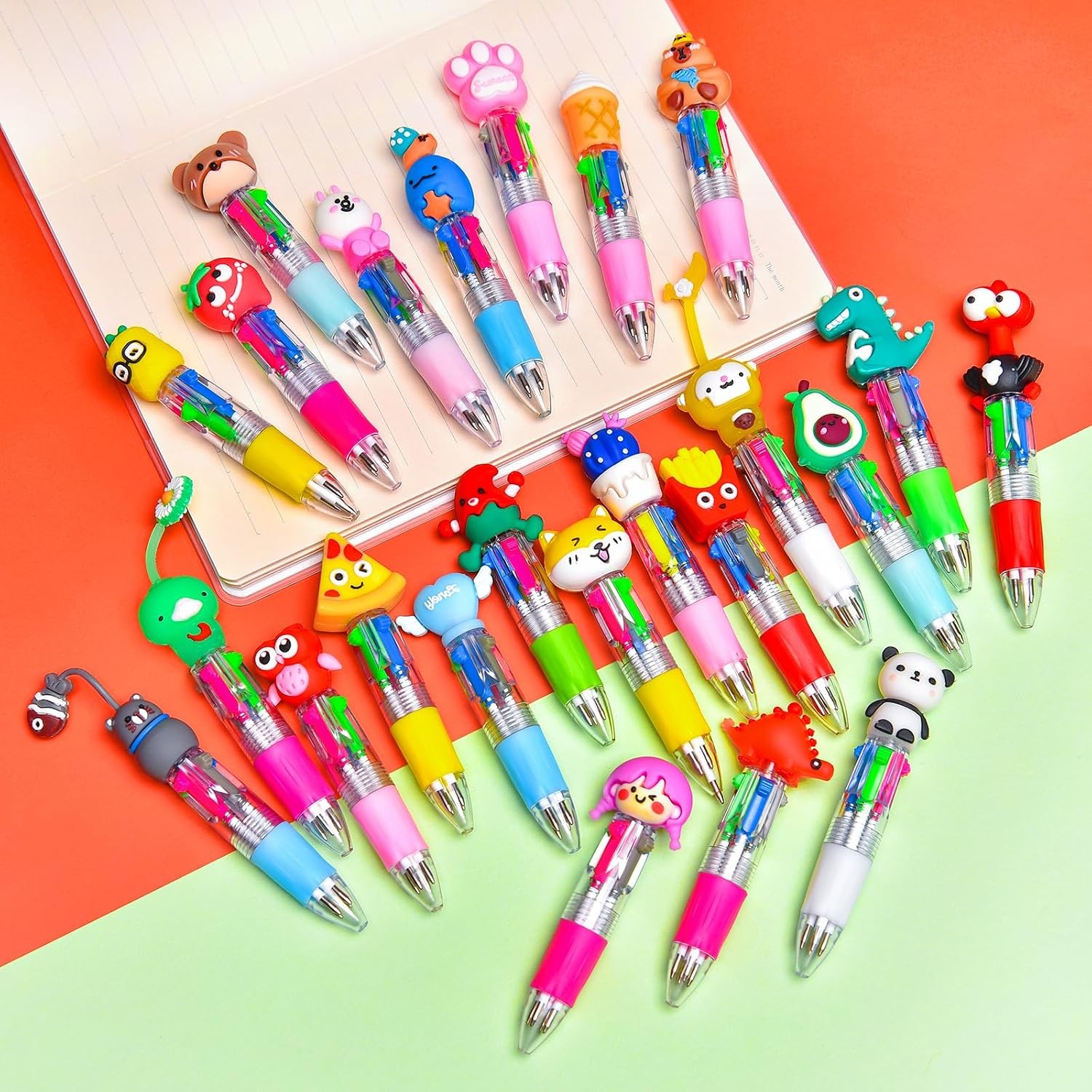 24Pcs Mini Multicolor Pens in One 4-in-1, Cute Pens Bulk for Party Favors and