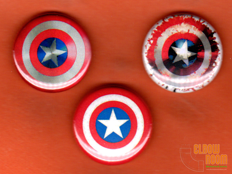 Set of three 1″ Captain America shield pins buttons Marvel Cap Civil War
