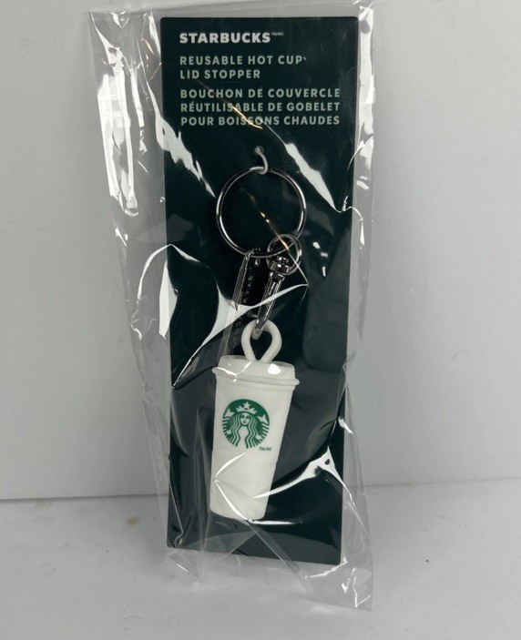 ☕️NWT Starbucks White Cup Reusable Drink Stopper/Keychain