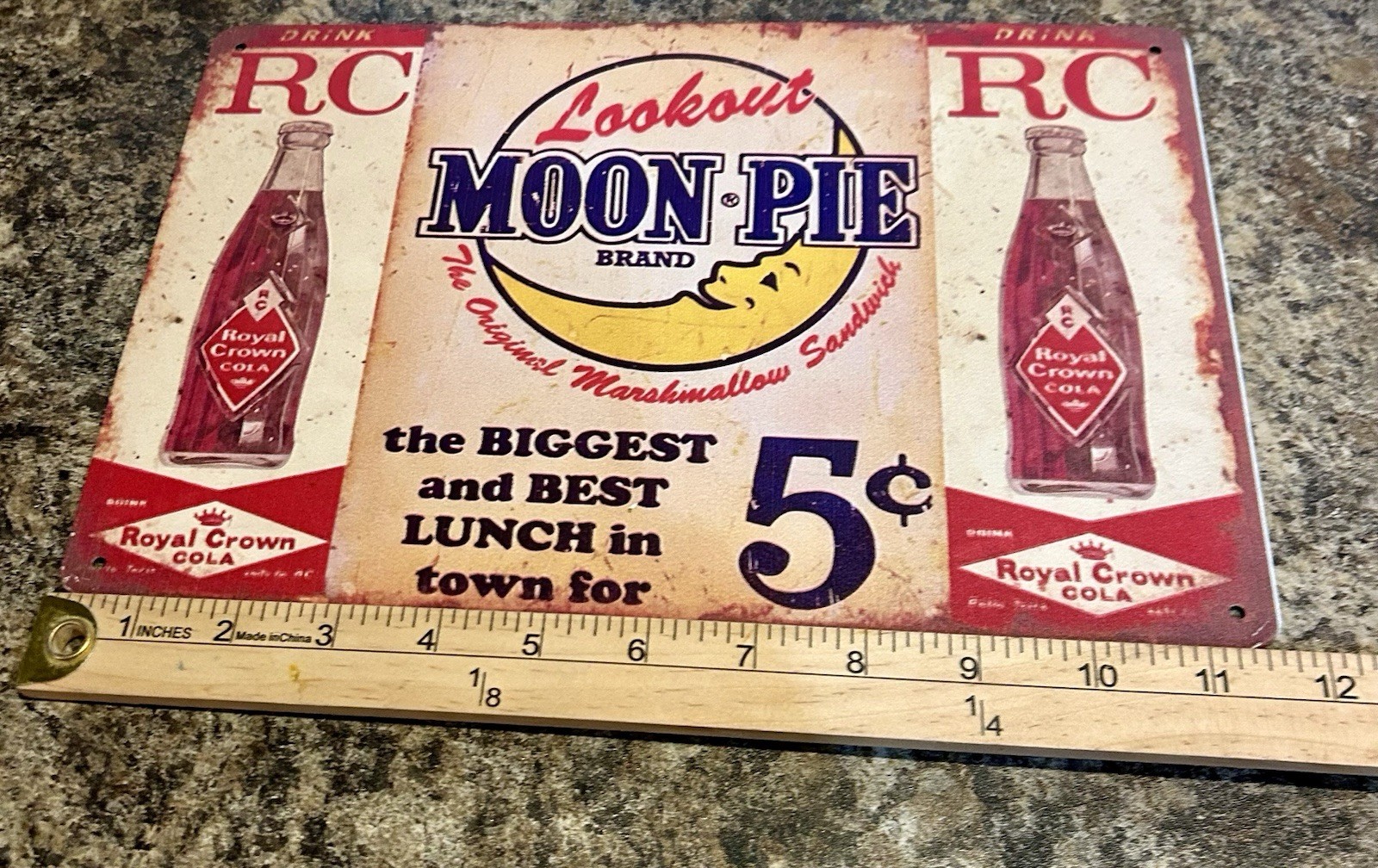 RC Royal Crown Cola & Moon Pie Lookout 5¢ Reproduction Advertising Sign