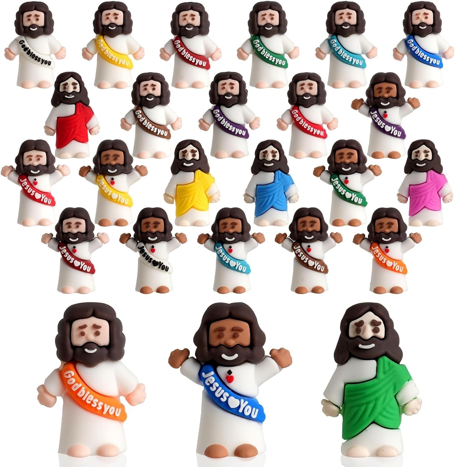 25Pcs Little Jesus Figures, Multicolor Mini Jesus Figurines in Bulk, Tiny Baby J