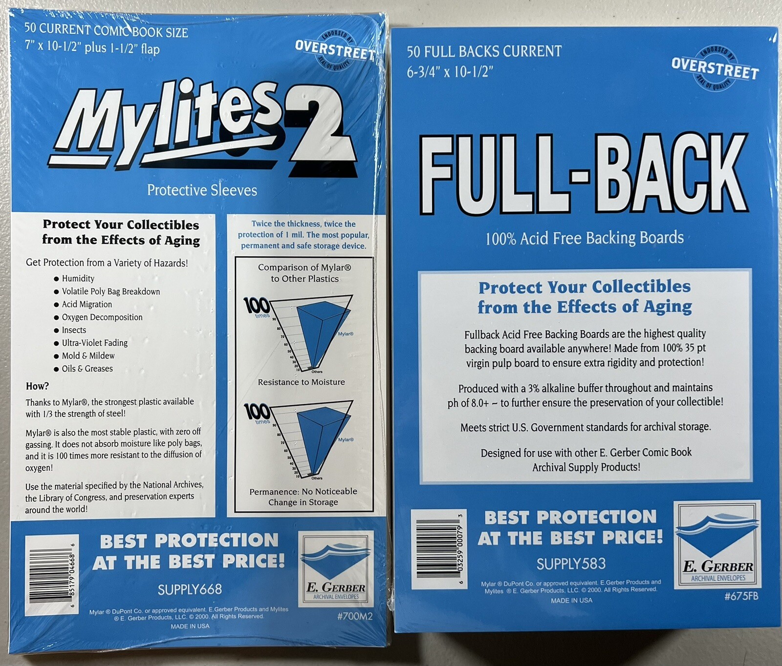 E. Gerber Mylites2 & Full-Back Current (50pcs) Set 700M2/675FB 35pt