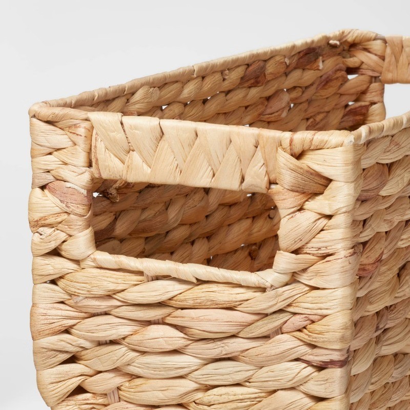 Woven Water Hyacinth Rectangular Basket Small -12″ x 6″ x 6″